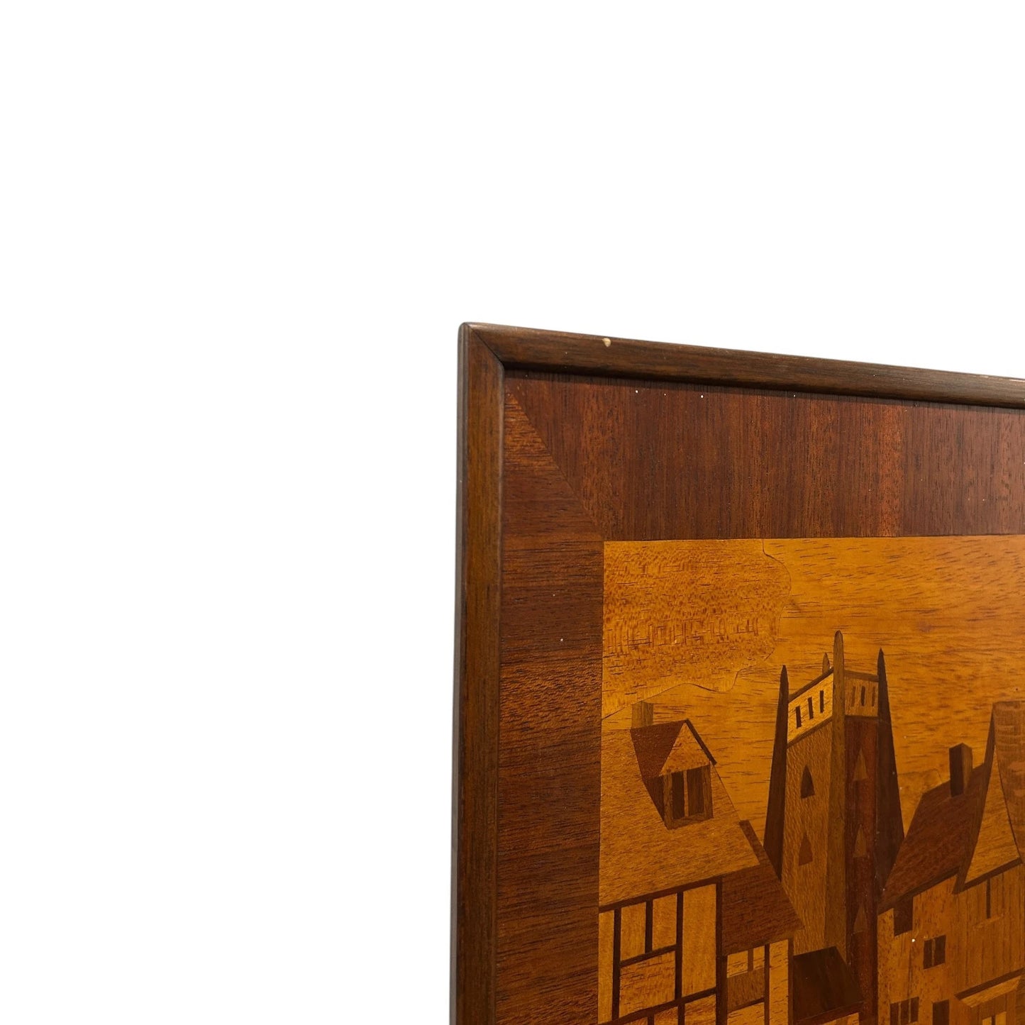 Mid Century Wood Inlaid Marquetry Wood Panel