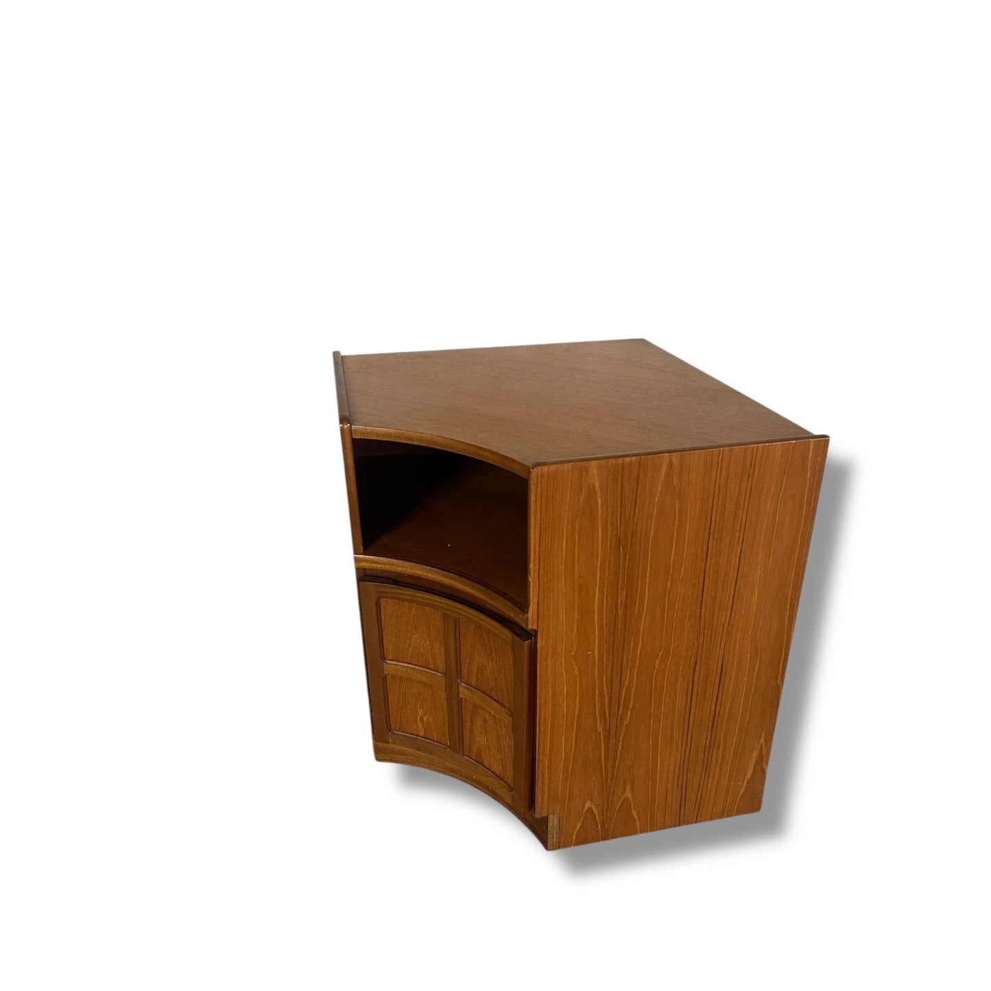 Mid Century Modern Nathan Squares Panelling Teak Corner Cabinet