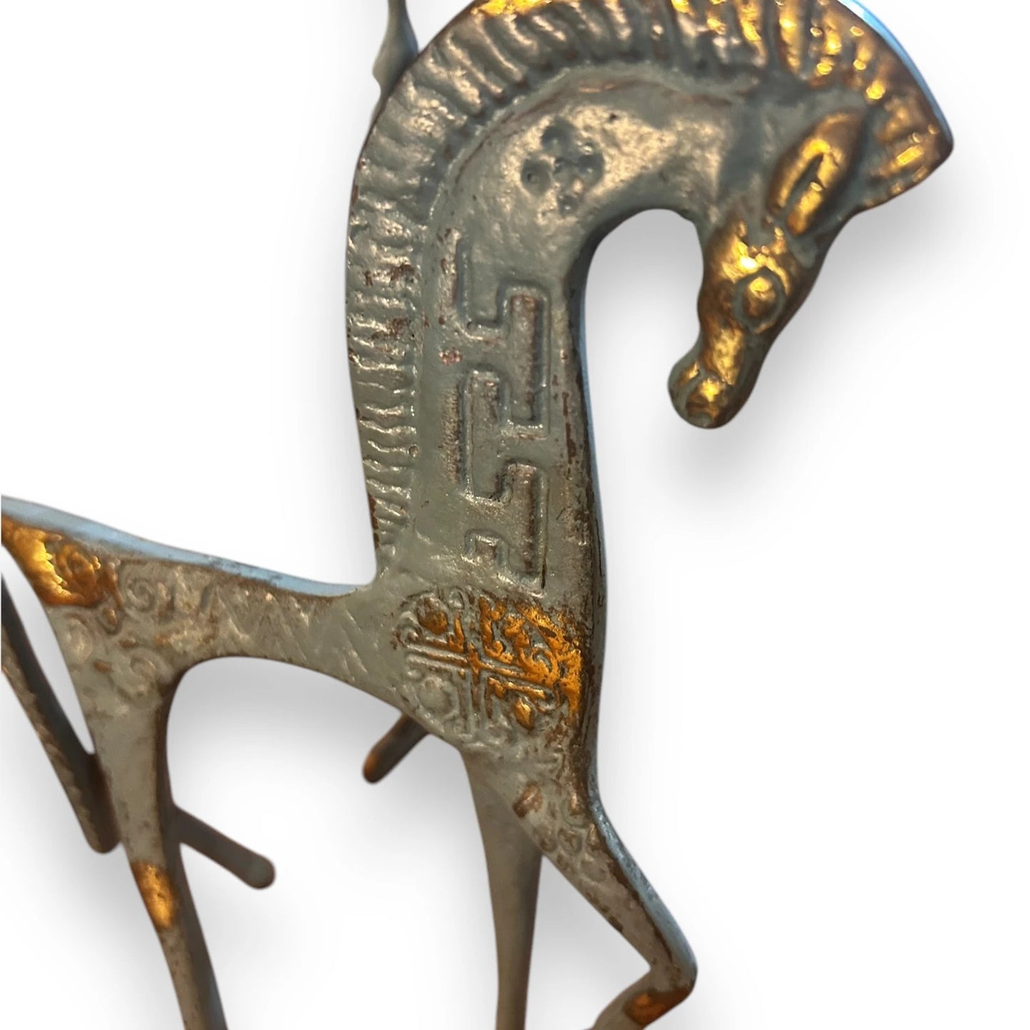 Vintage 1970s Green Bronze Horse
