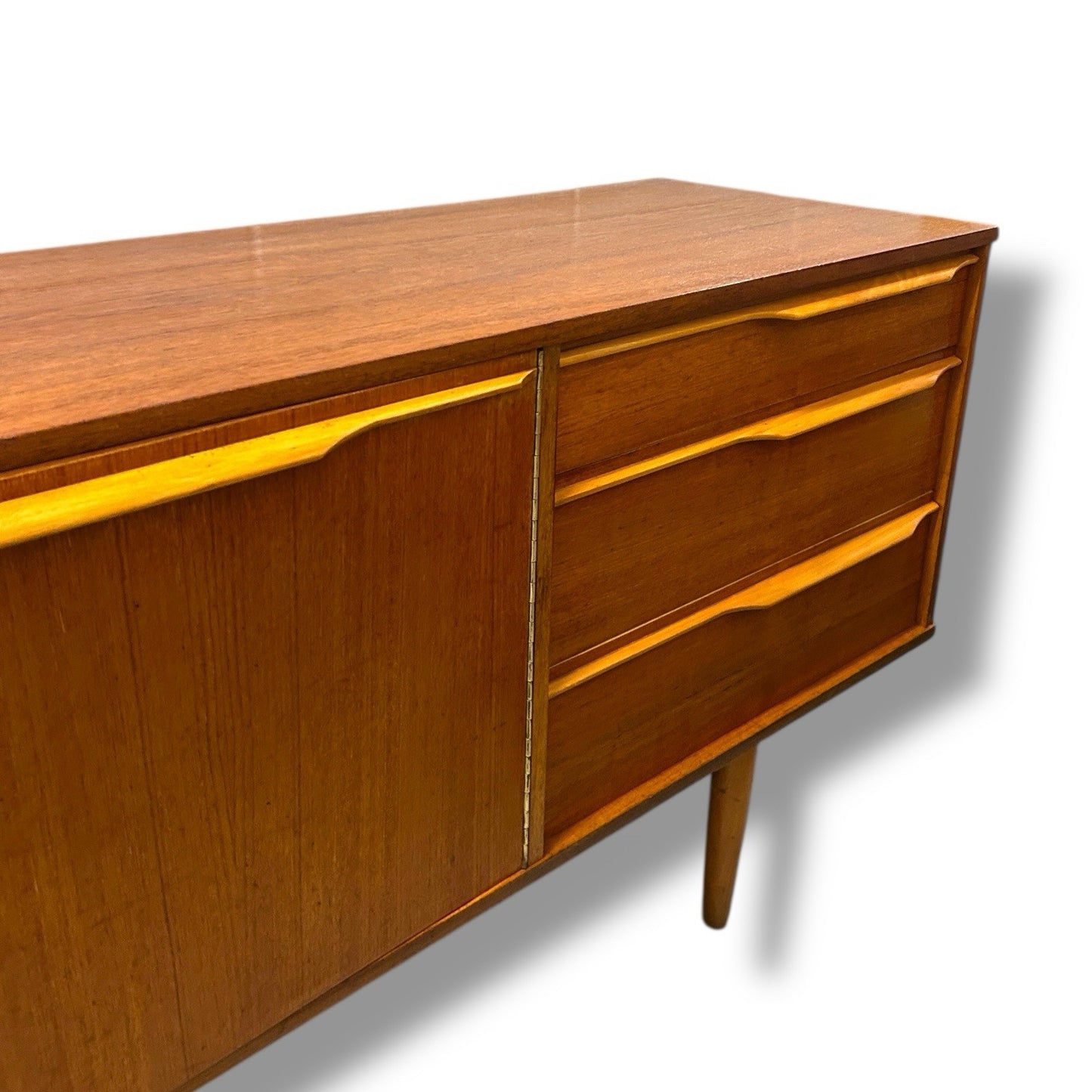 Mid Century Modern Morris Of Glasgow Teak Carved Wood Sideboard