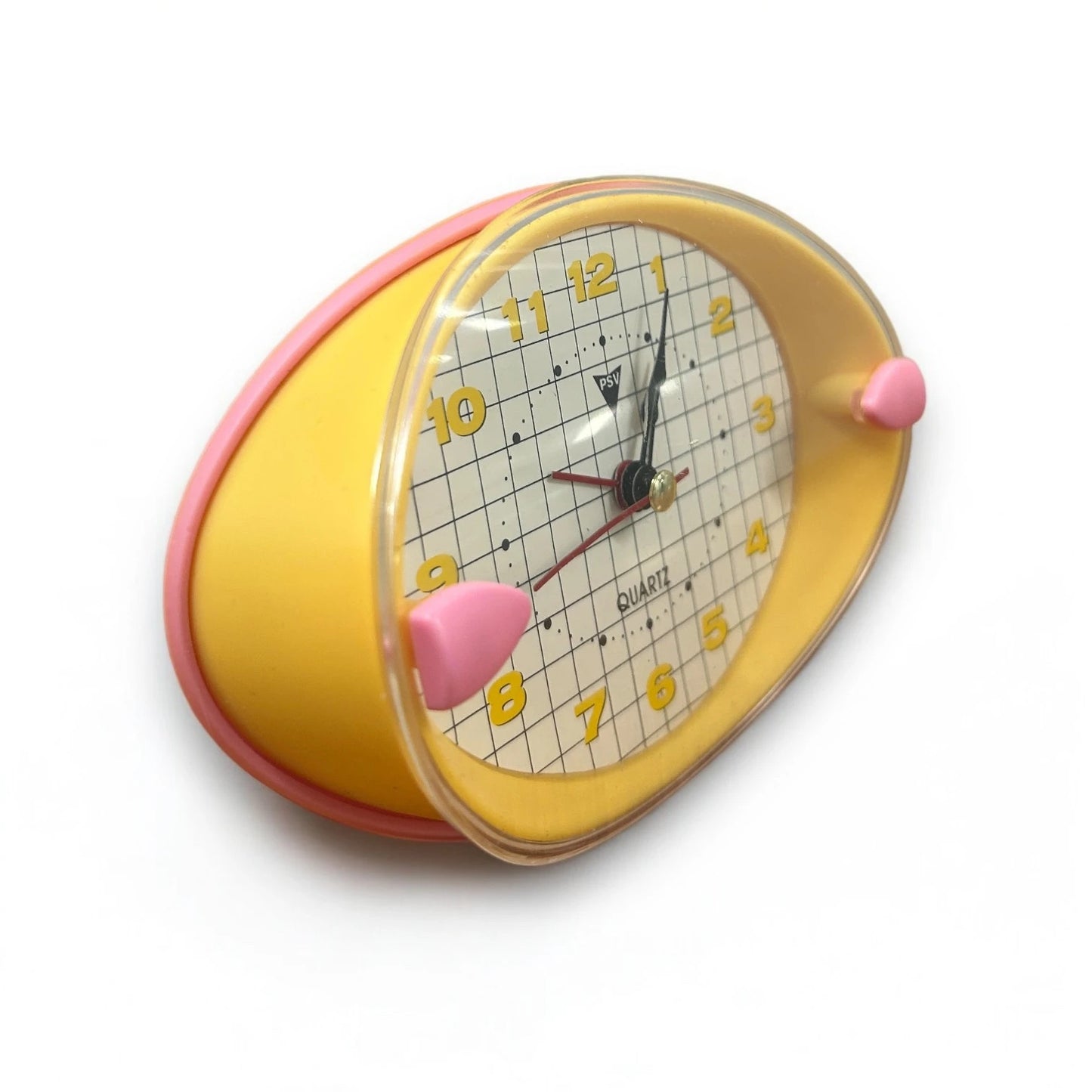 Vintage 90s Pink and Yellow Alarm Clock