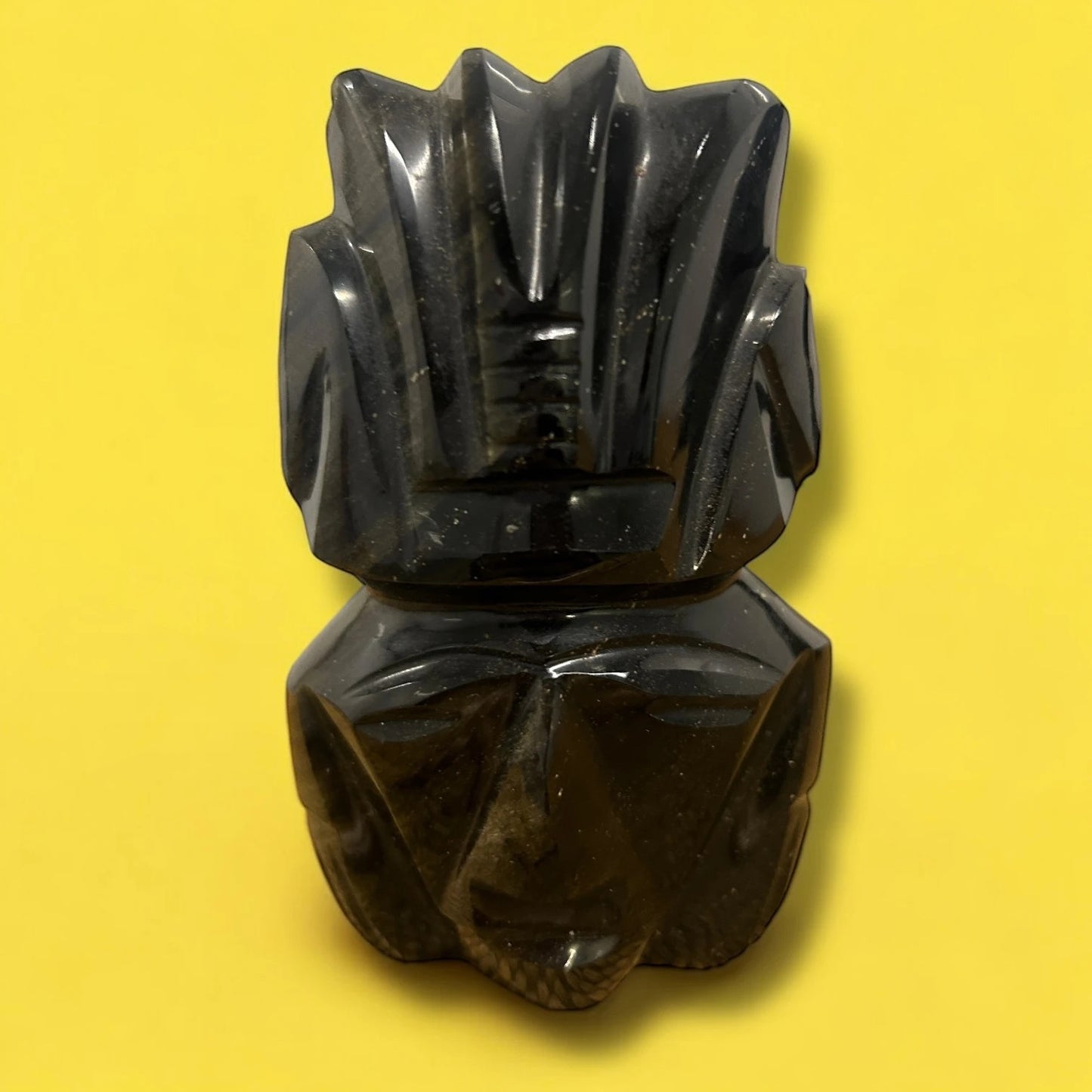 Vintage 1960s Aztec Carved Obsidian Statue