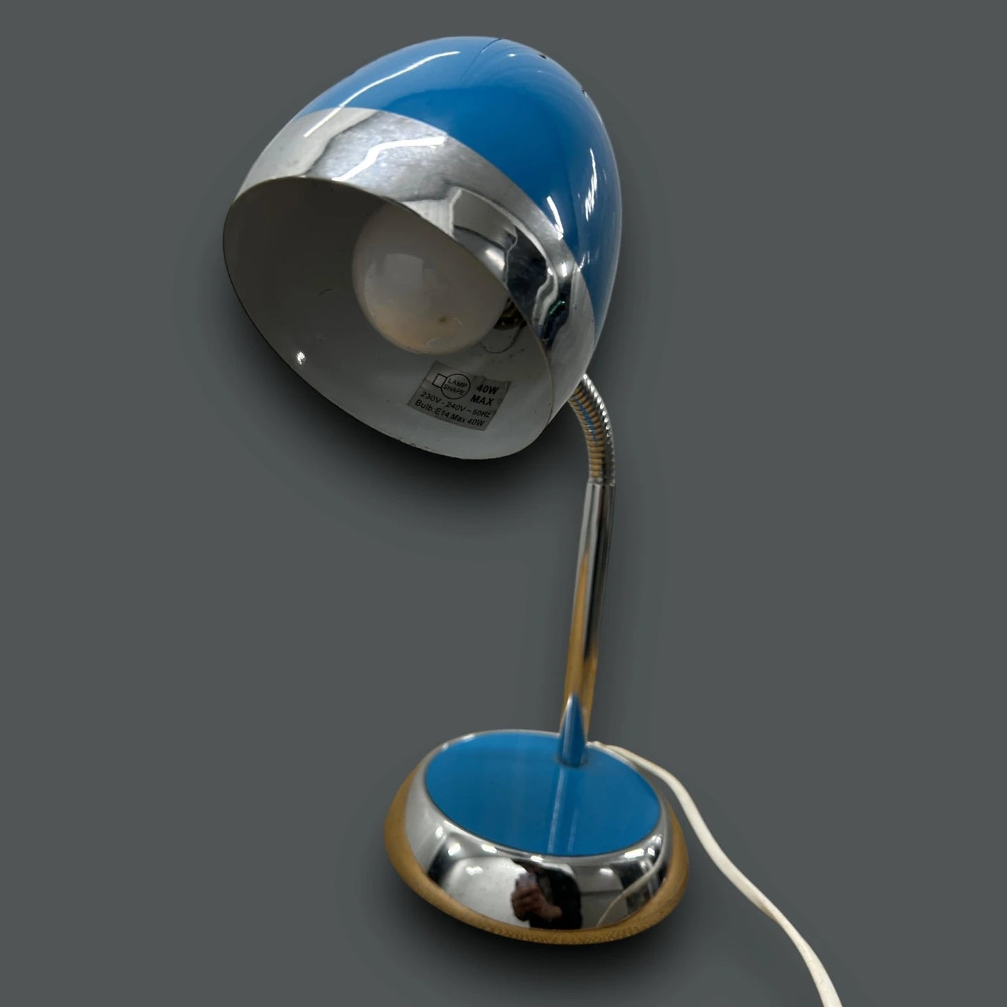 Vintage 90s Blue and Chrome Desk Lamp