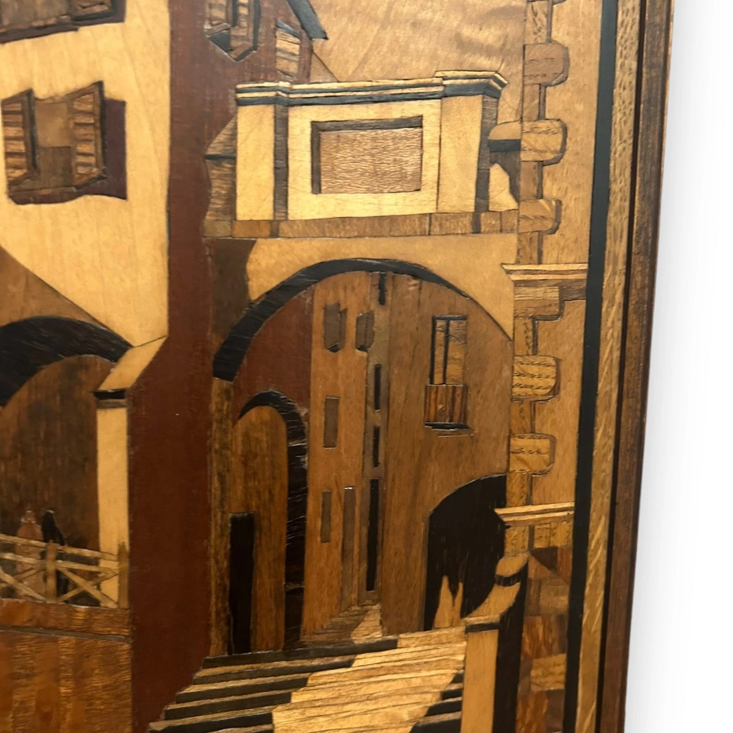Vintage 1970s Italian Inlaid Wood Marquetry Picture Frame