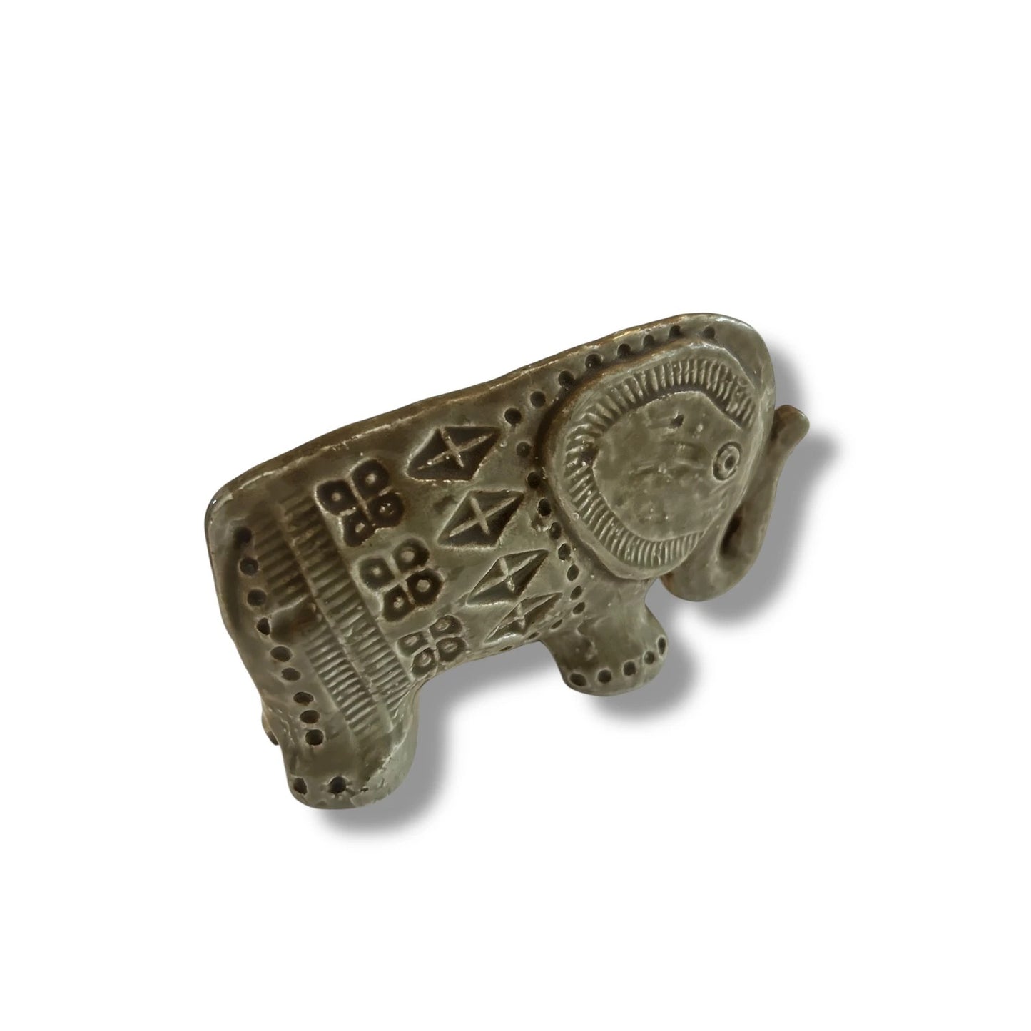 Aldo Londi Bitossi Rimini Pale Green Elephant | Mid Century Italian Ceramic Figurine