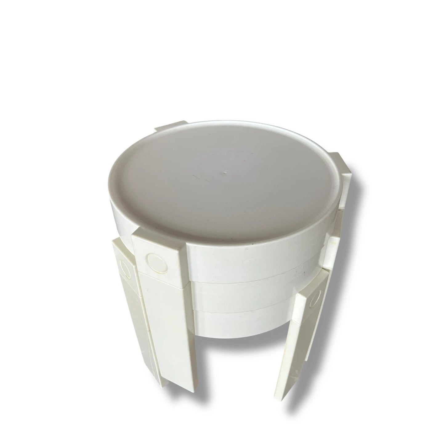 Vintage 1970s Dutch Space Age Stacking Tables – White Modular Plastic Side Tables