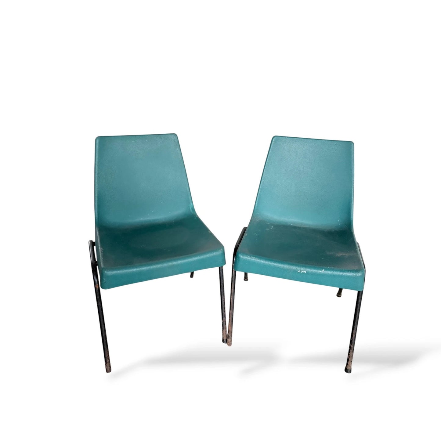 Pair of Morris of Glasgow Turquoise Plastic Chairs | Mid-Century Industrial Design