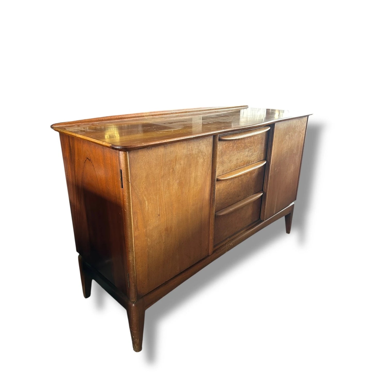 Mid Century Modern Walnut Wood McIntosh Sideboard Cabinet