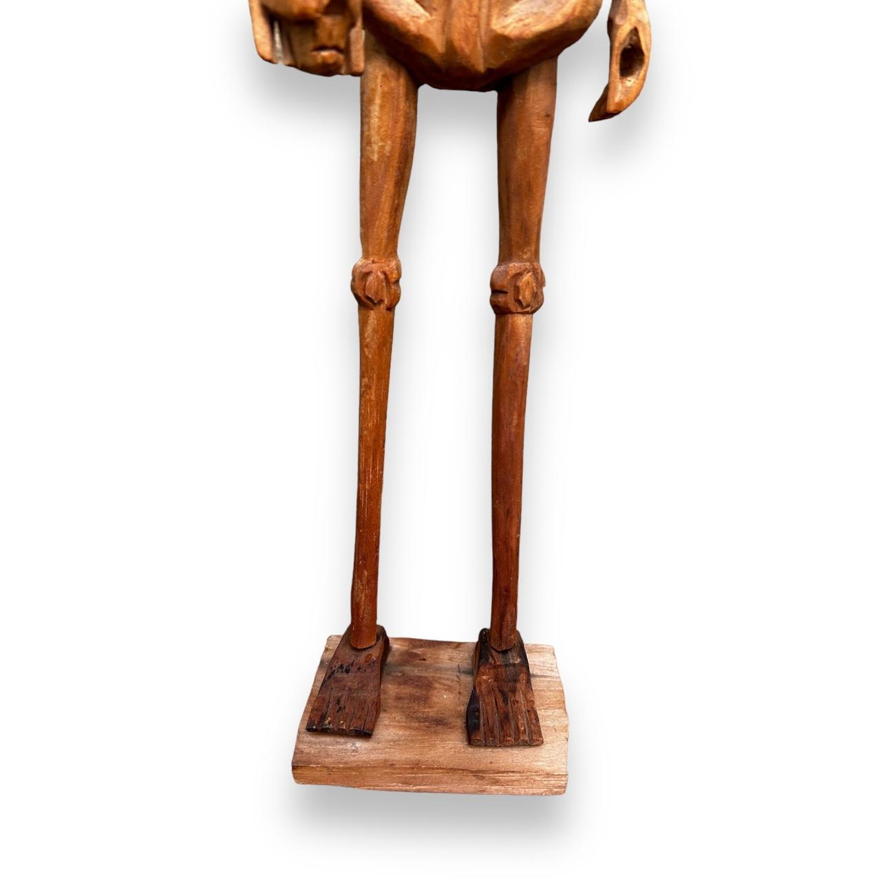 Mid Century Carved Wood Skeleton Sculpture