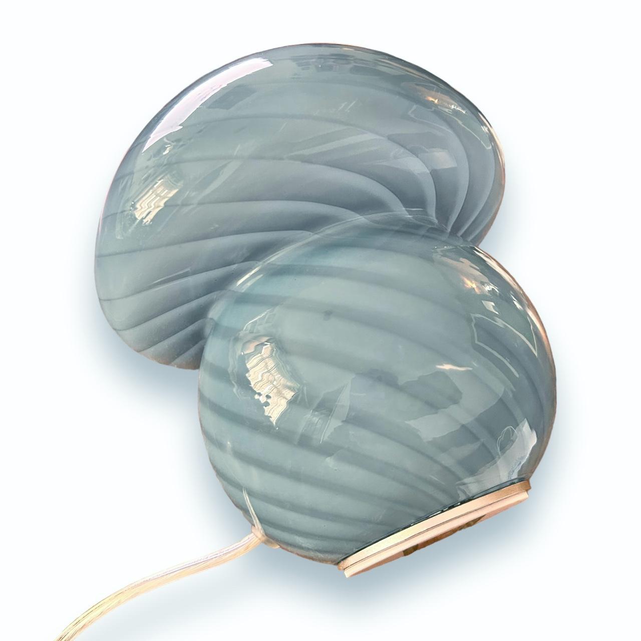 Vintage 1960s Blue Glass Mushroom Murano Lamp
