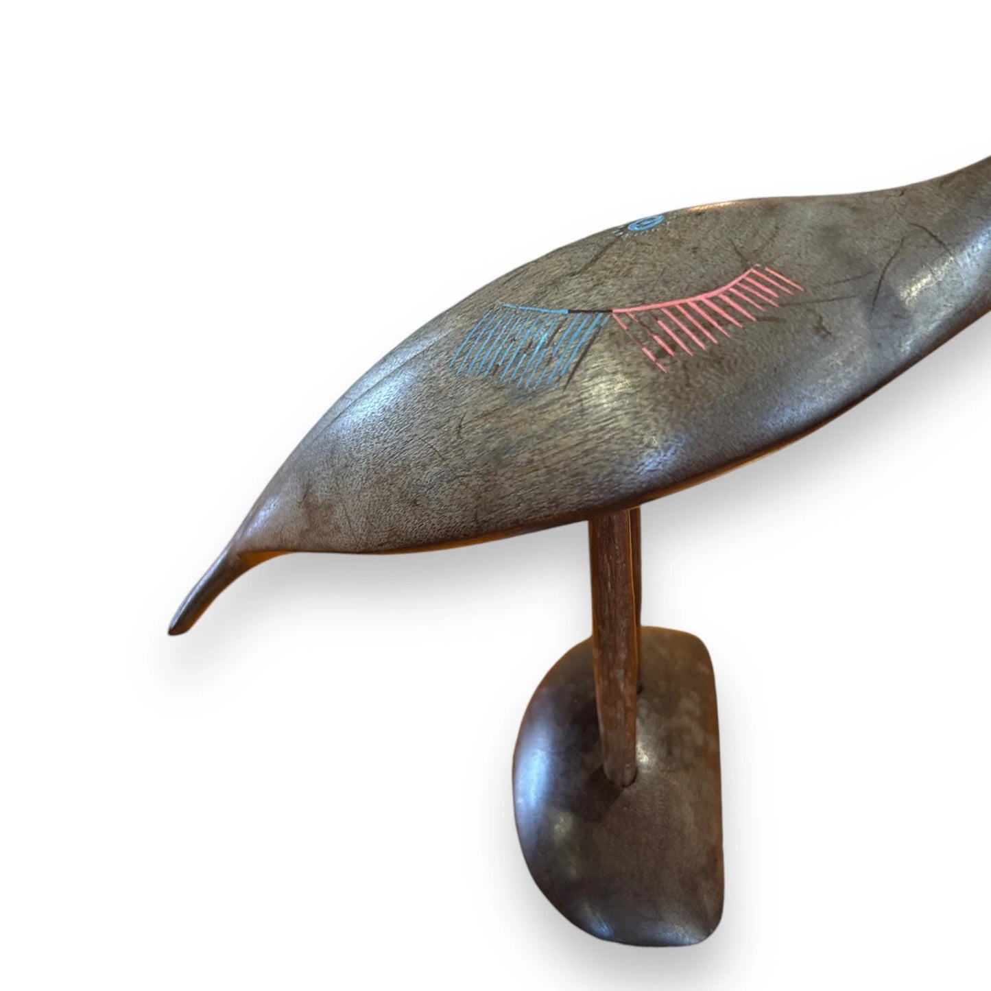 Mid Century Pair of Carved Wood Birds