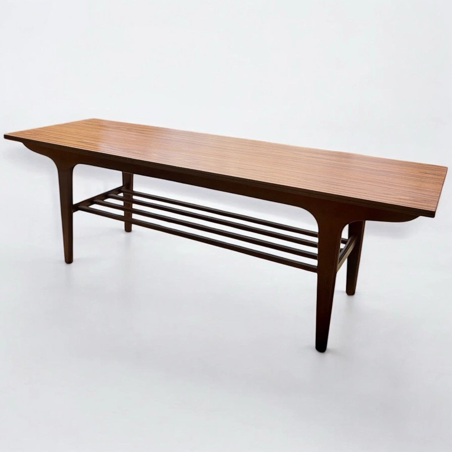Mid Century Modern Formica and Teak Surfboard Coffee Table