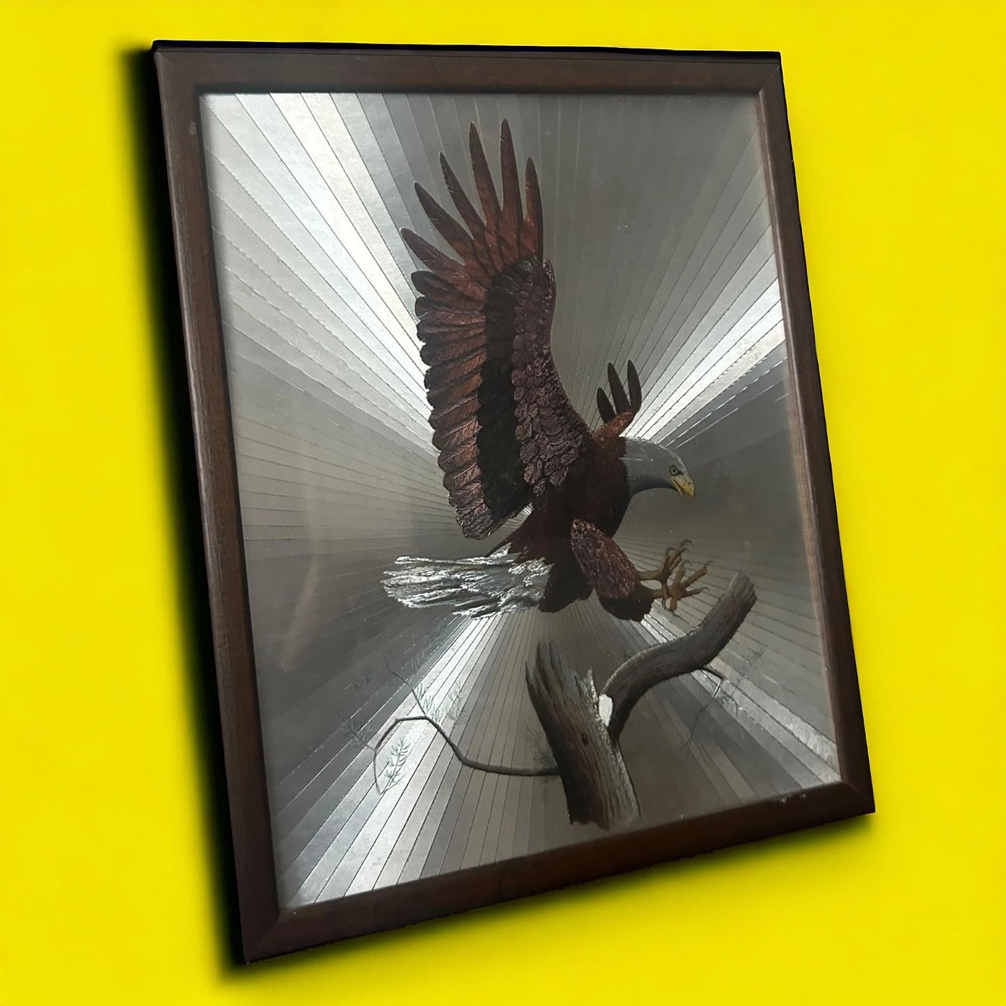 Vintage 1970s Eagle Foil Framed Art