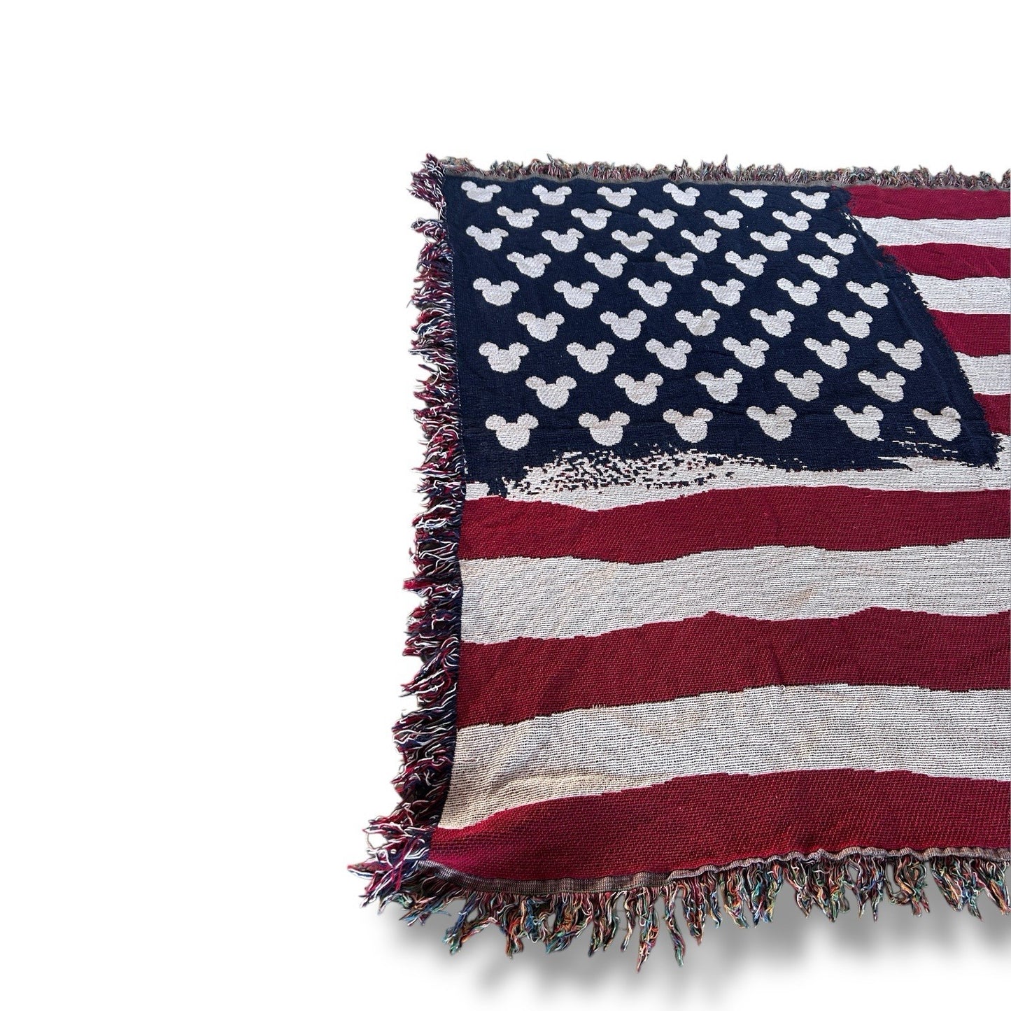 Vintage Disney Epcot Throw Tapestry Rug USA Flag