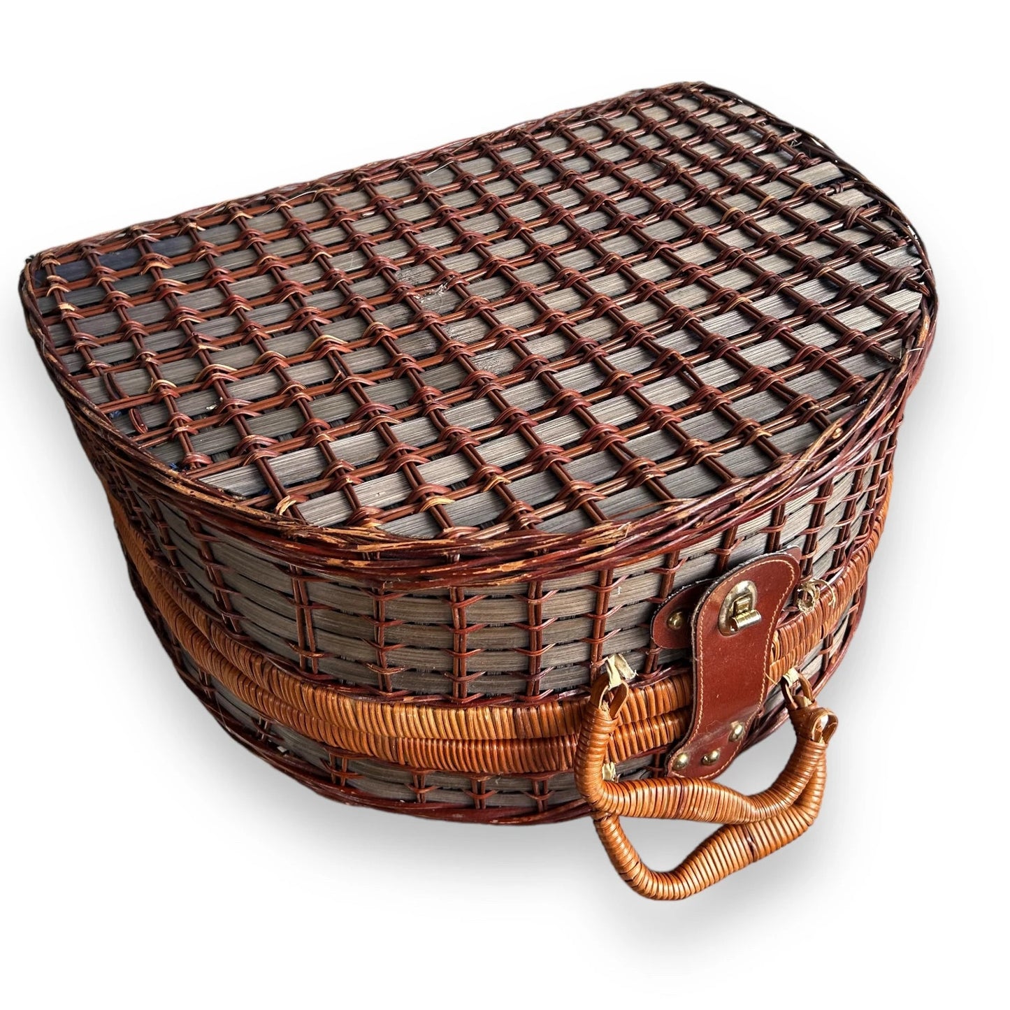 Mid century wicker picnic basket