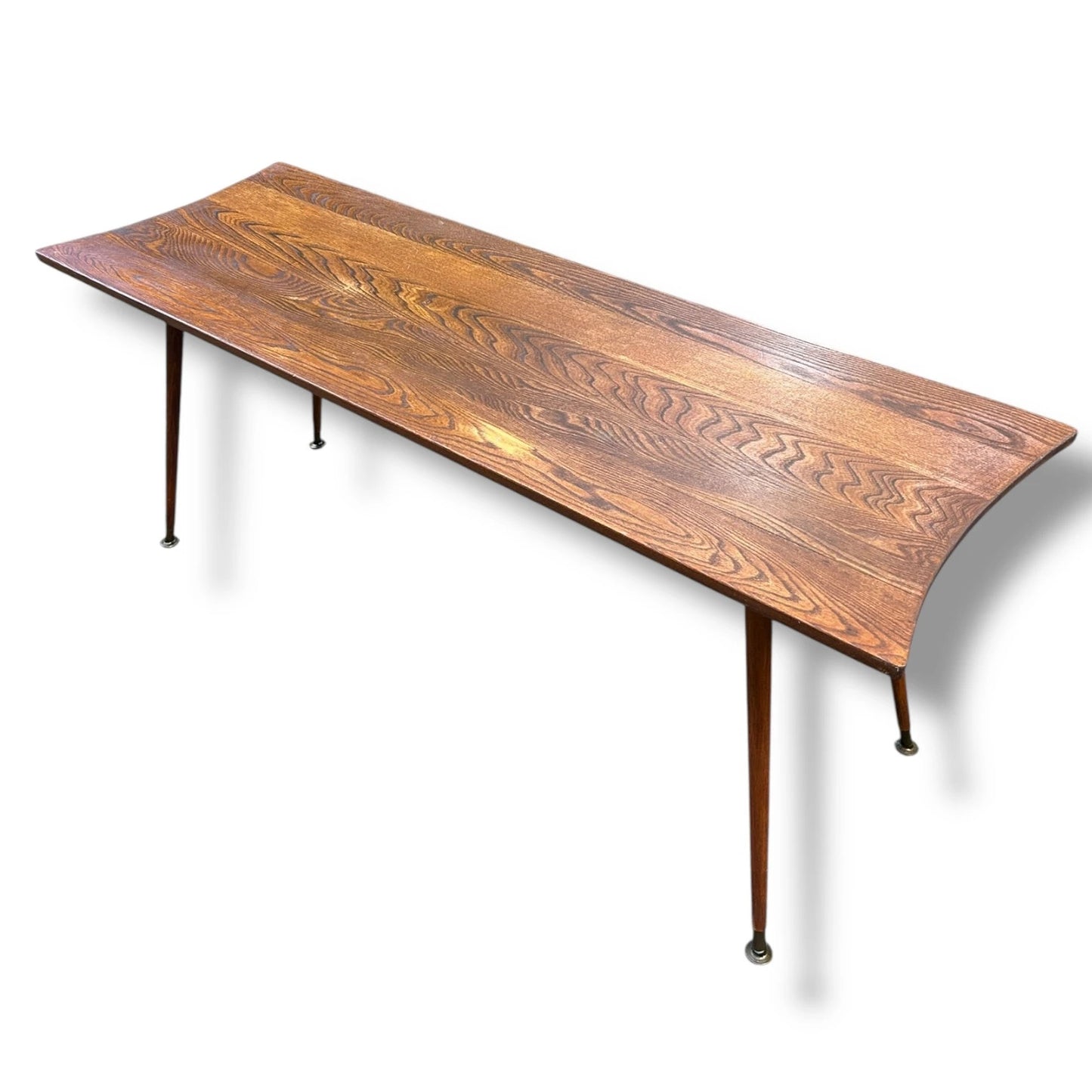 Mid Century Modern Danish Surfboard Teak Coffee Table