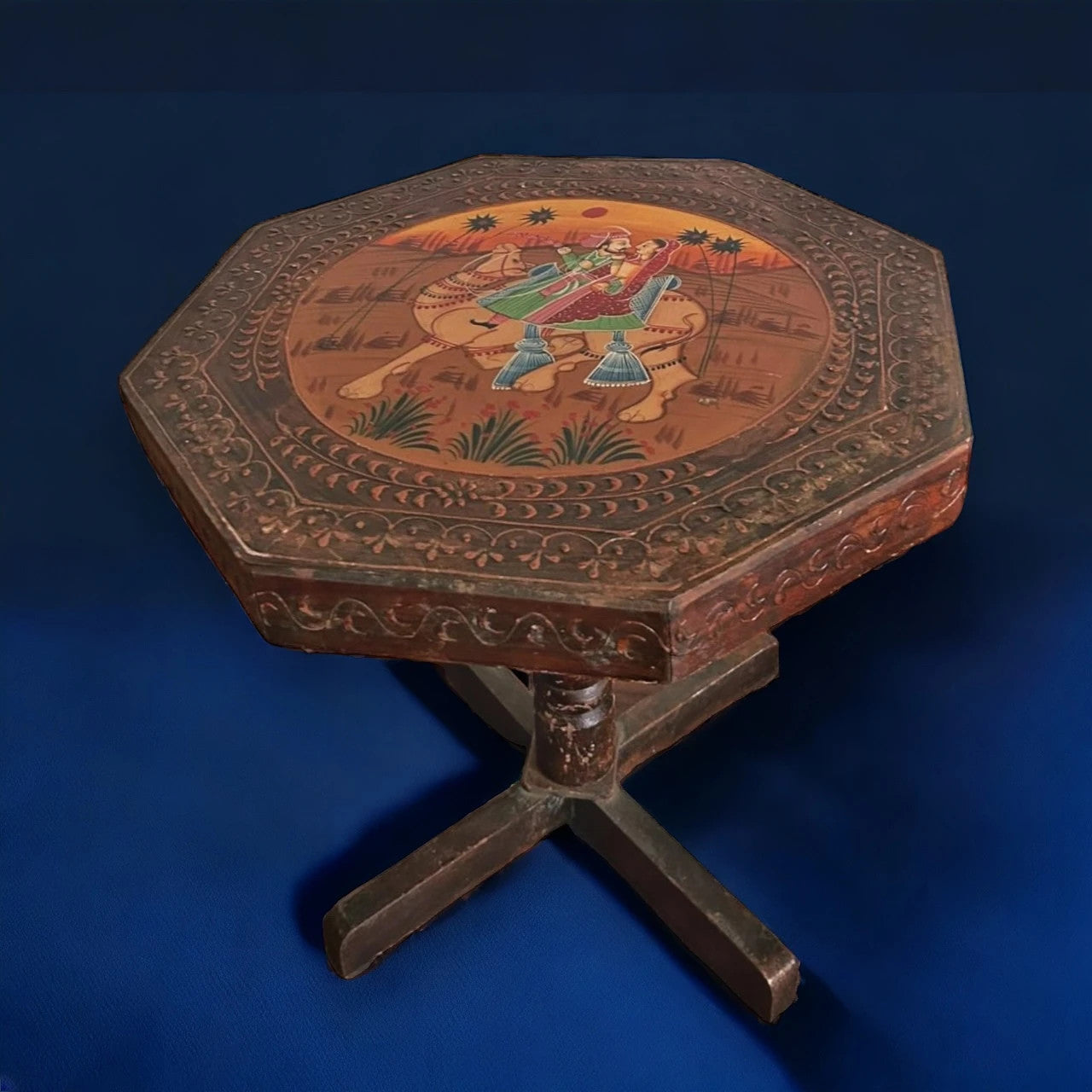 Mid Century Indian Scene Traditional Side Table