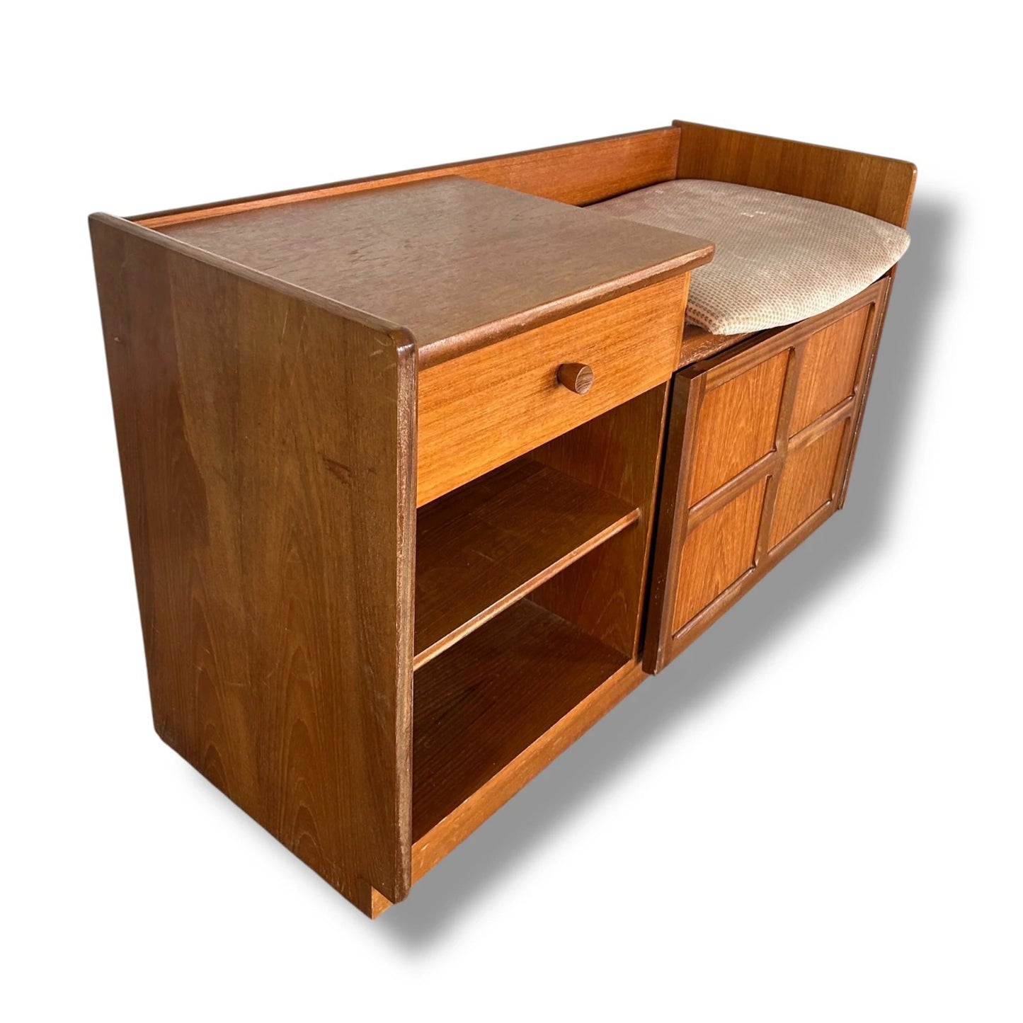 Mid Century Modern Teak and Fabric Nathan Telephone Table