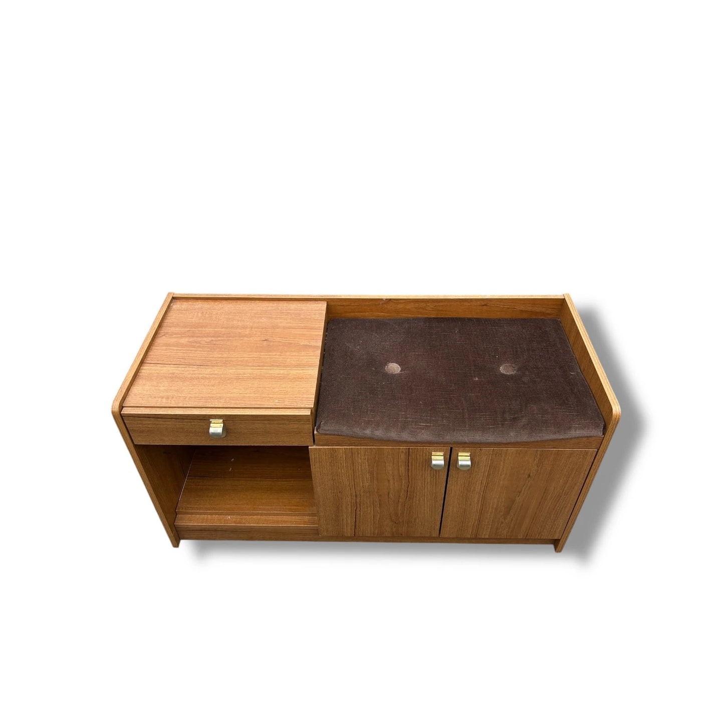 Vintage Schreiber Telephone Table – Mid Century Modern Teak Hall Seat with Storage