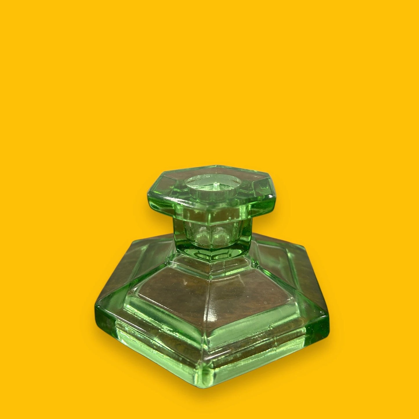 Vintage 1930s Green Glass Candlestick Holders