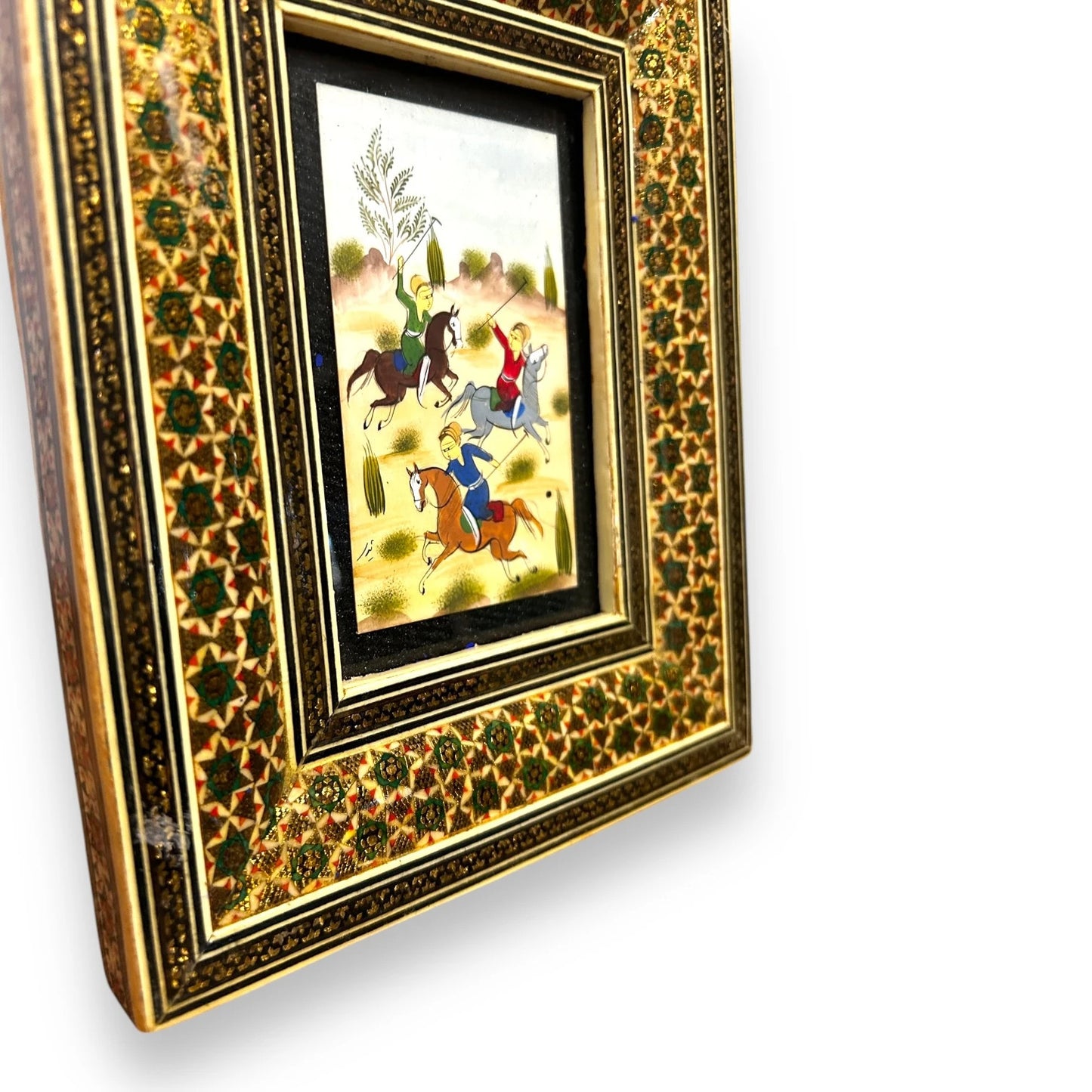 Vintage 1960s Persian Khatam Art Mosaic Watercolour Painting