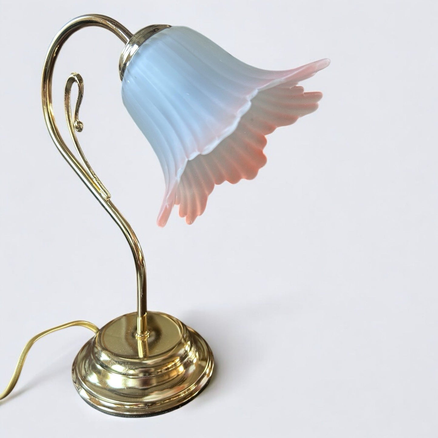 Mid Century Brass Tulip Gooseneck Table Lamp