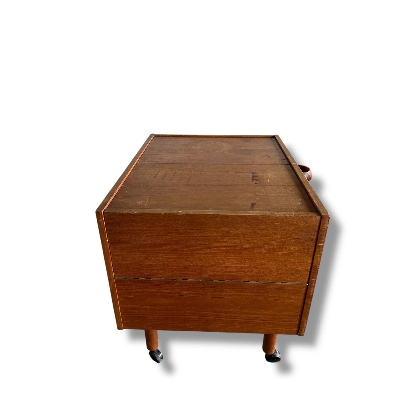 Danish Mid Century Drinks Cabinet on Wheels | Vintage Bar Cart Side Cabinet
