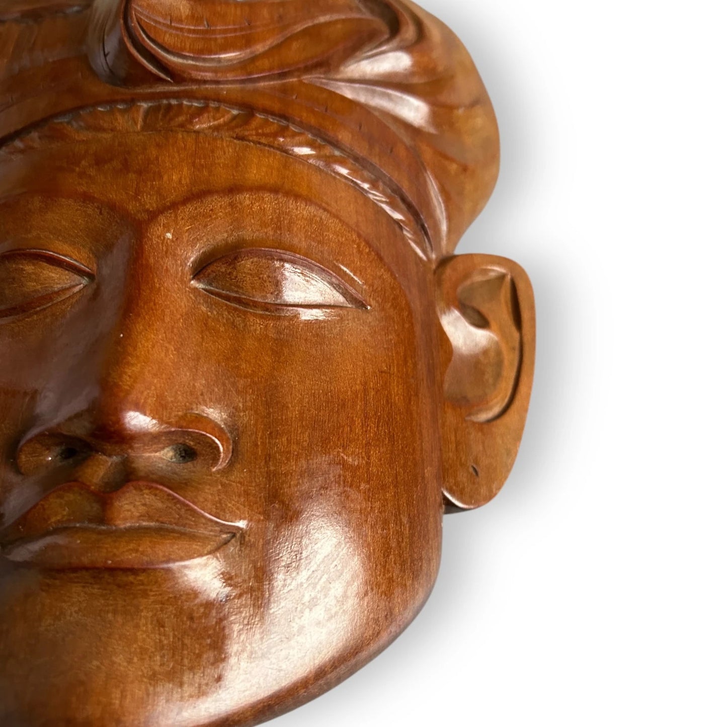 Vintage 1960s Teak Wood Bali Face Sculpture