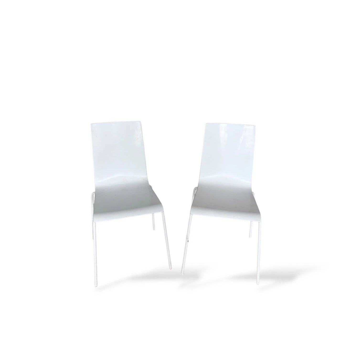 Pair of Italian White Plastic Dining Chairs | Minimal Modern Design