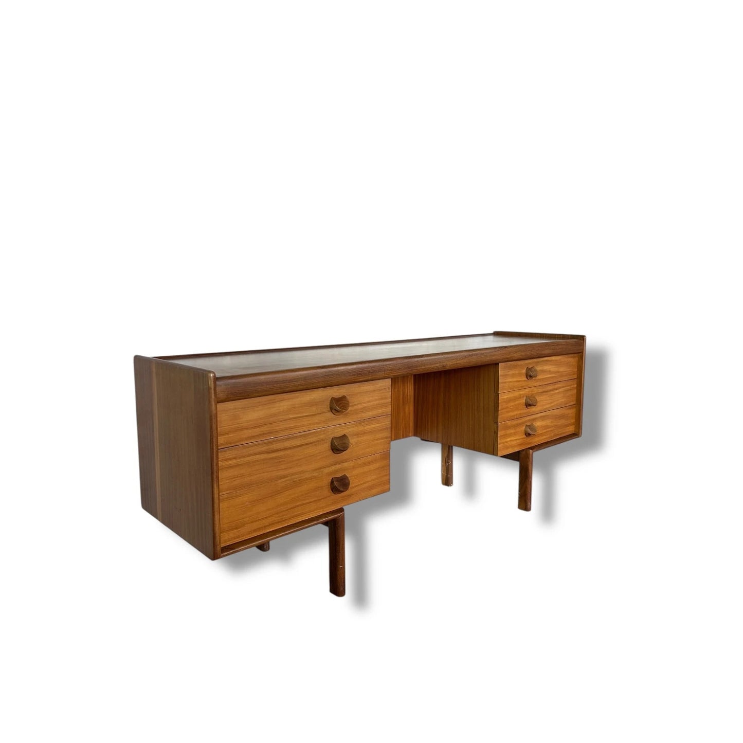Mid Century Modern White & Newton Teak Desk Sideboard | Vintage 1960s Compact Writing Bureau