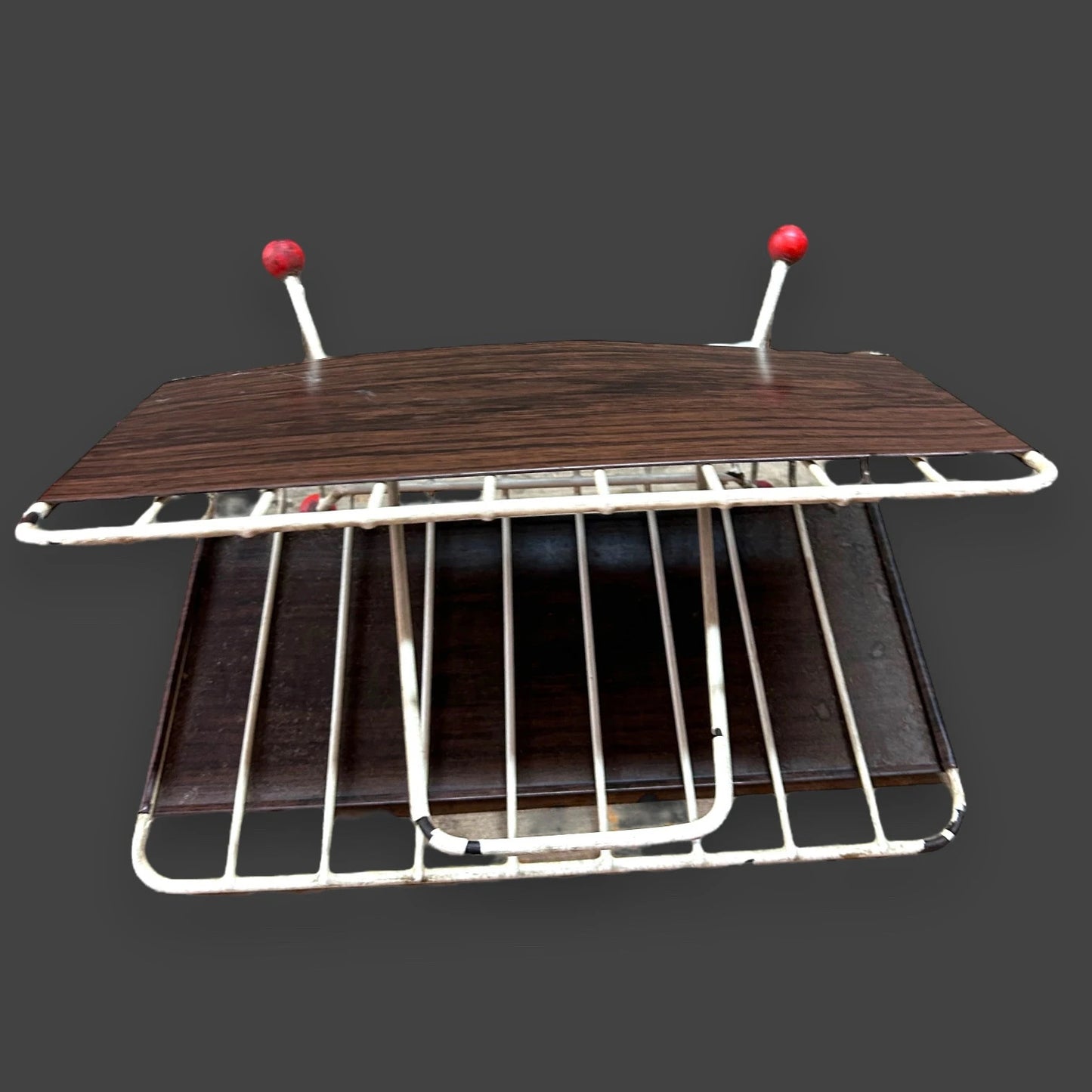 Mid century atomic and wood magazine rack