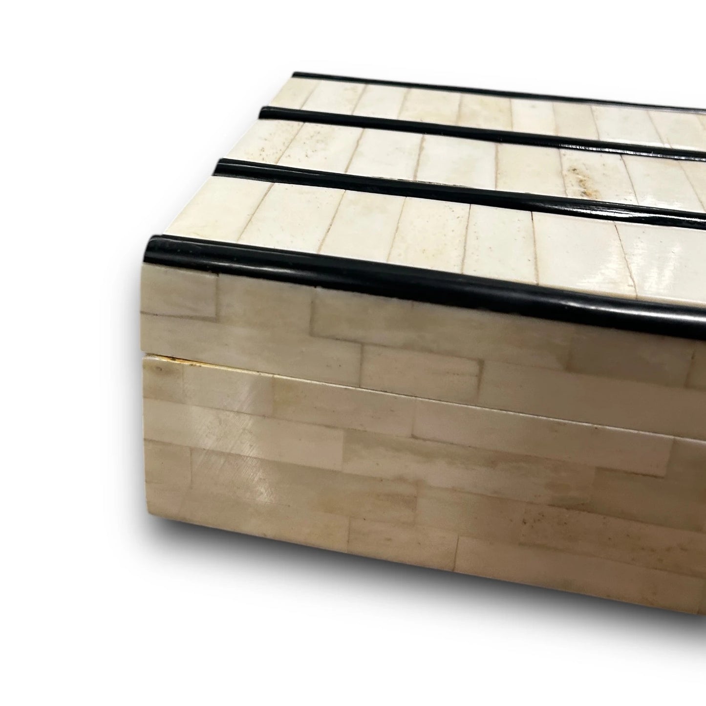 Vintage 1970s Chinese Alabaster Lacquered Jewellery Box