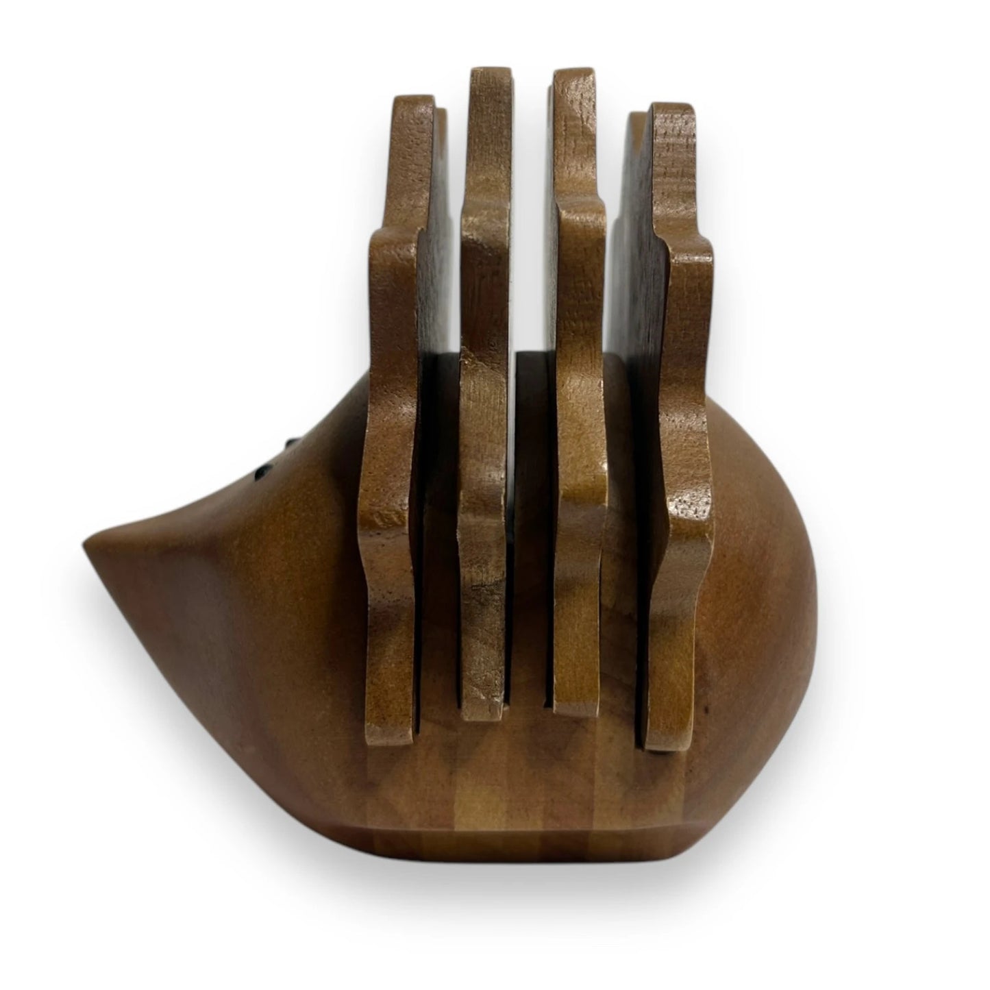 Mid Century Teak Hedgehog Coaster Set