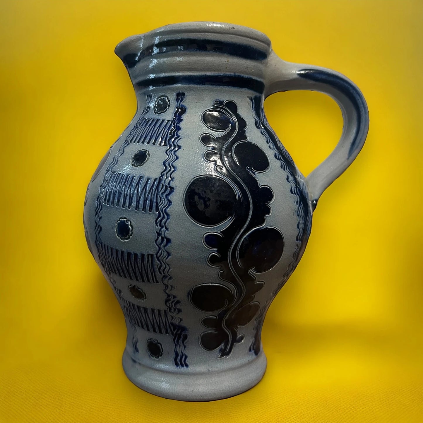 Mid Century West German Blue and White Pitcher Jug