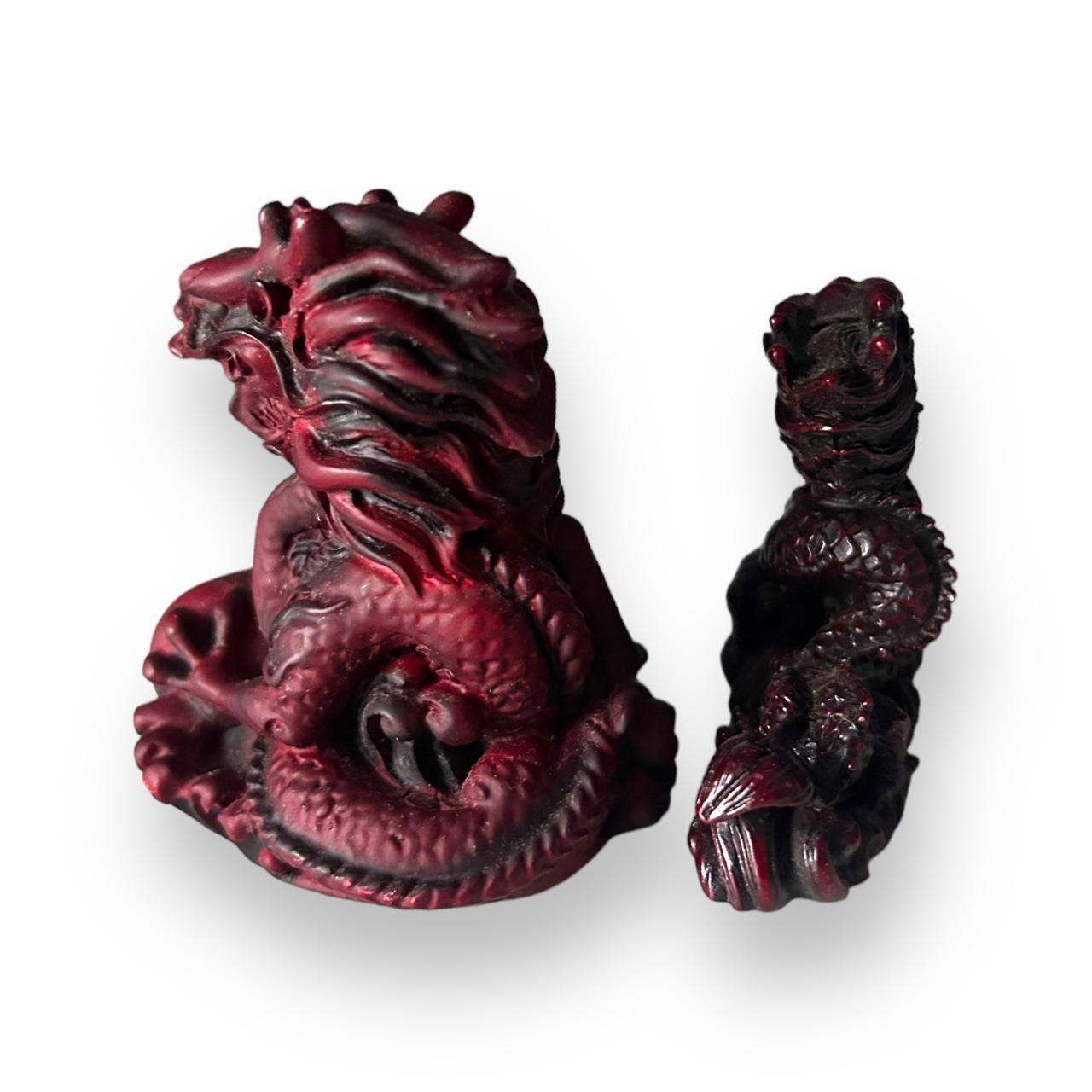 Vintage 1970s Dark Red Chinese Dragons