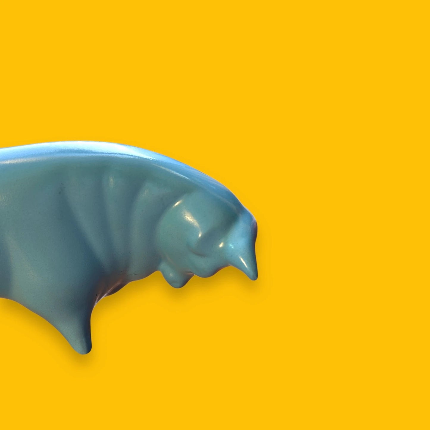 Mid Century Pale Blue Bull Sculpture