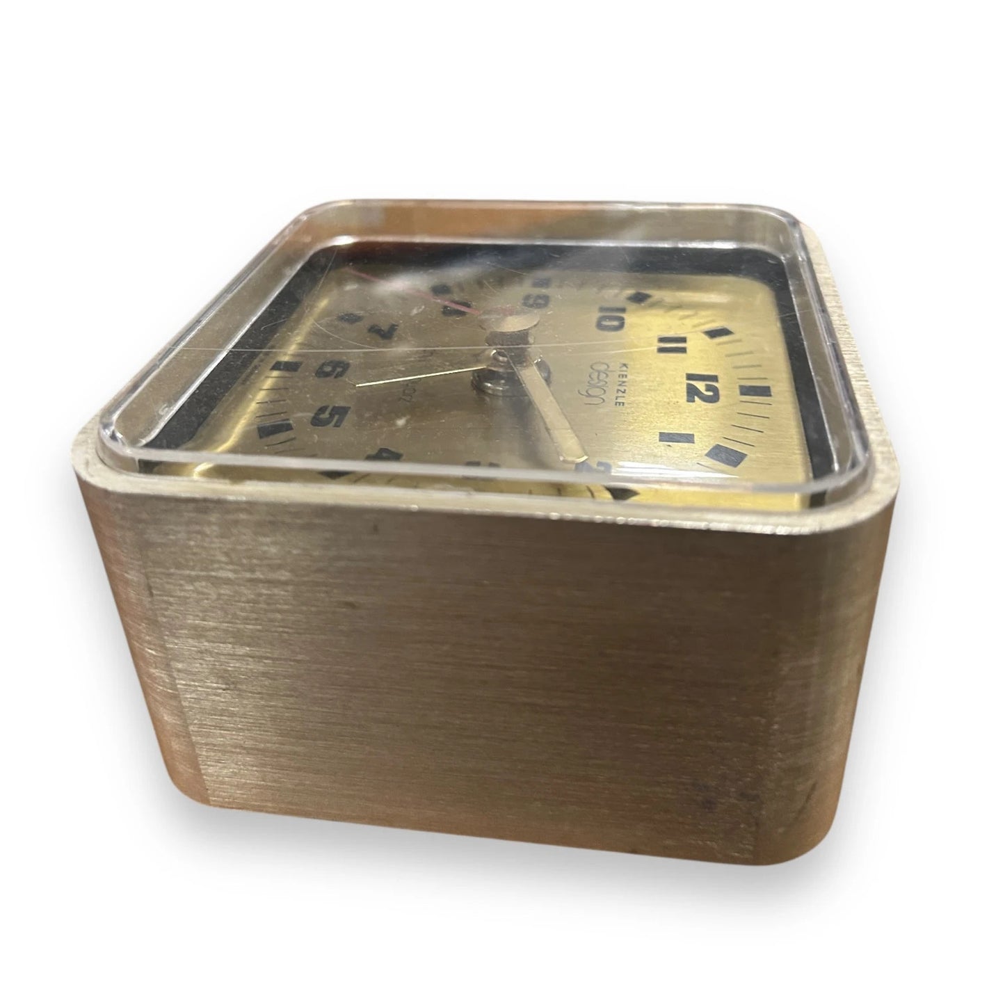 Mid Century Kienzle Square Brass Table Clock