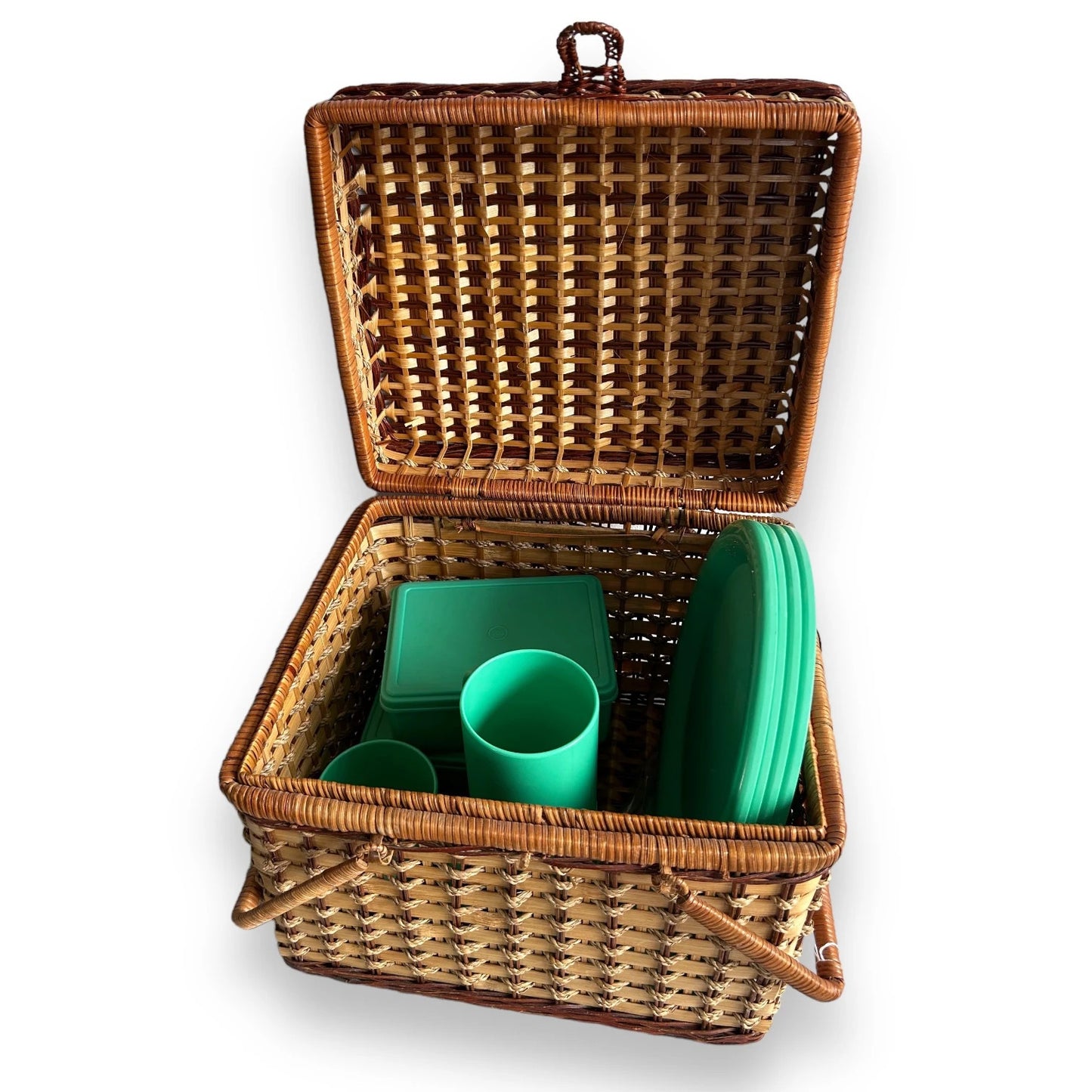 Mid century picnic basket set