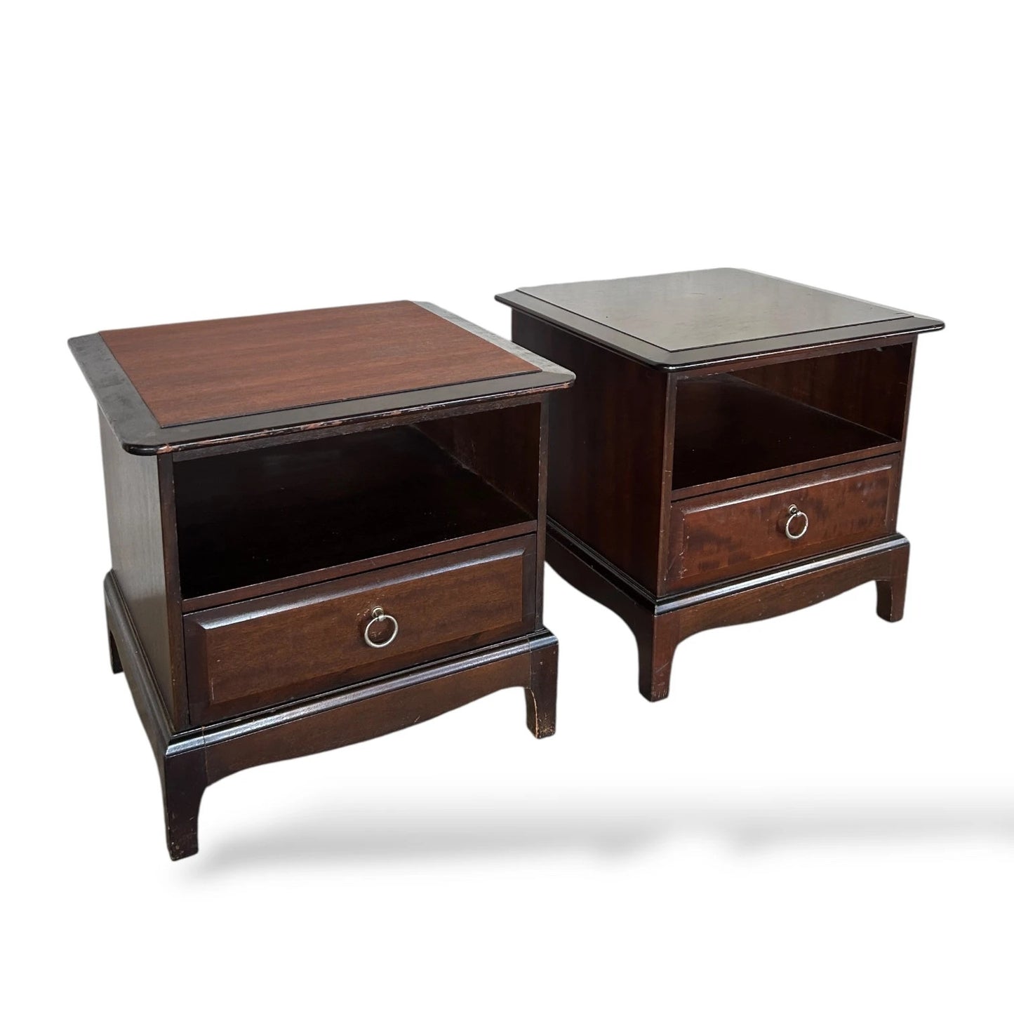 Pair of Vintage Stag Bedside Cabinets – Mid Century Nightstands with Drawer & Shelf