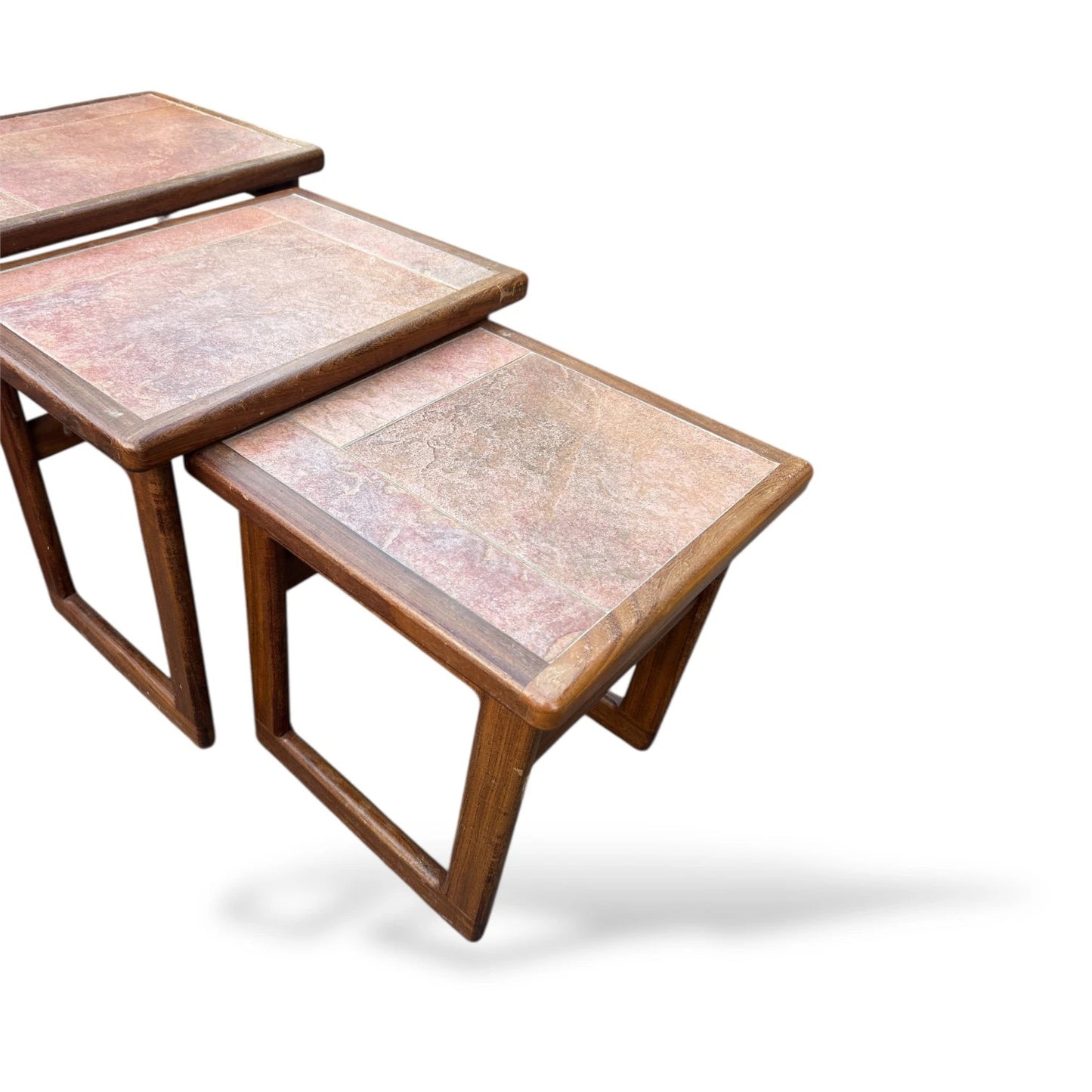 Danish Mid-Century Tiled Nesting Tables – Set of Three