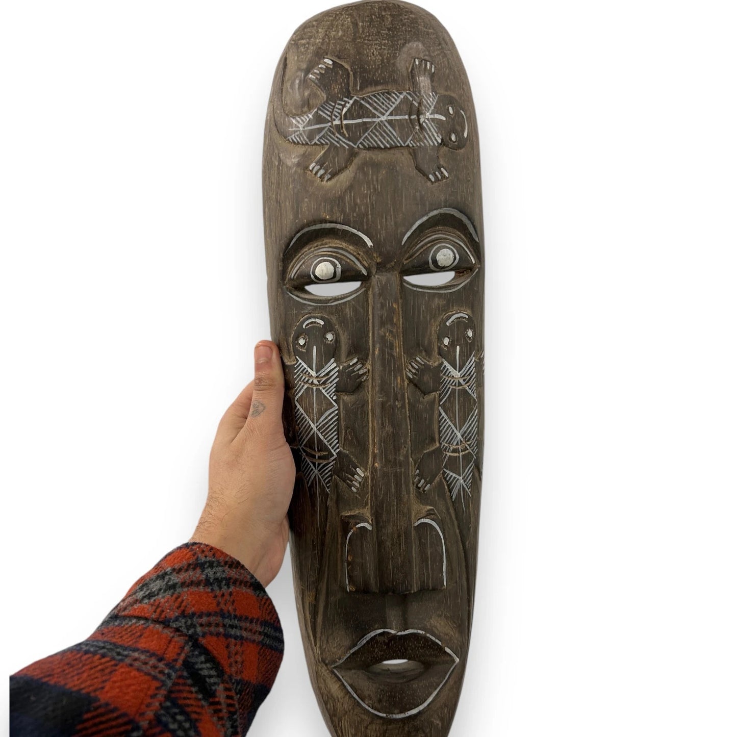 Vintage 1980s carved African wall art mask