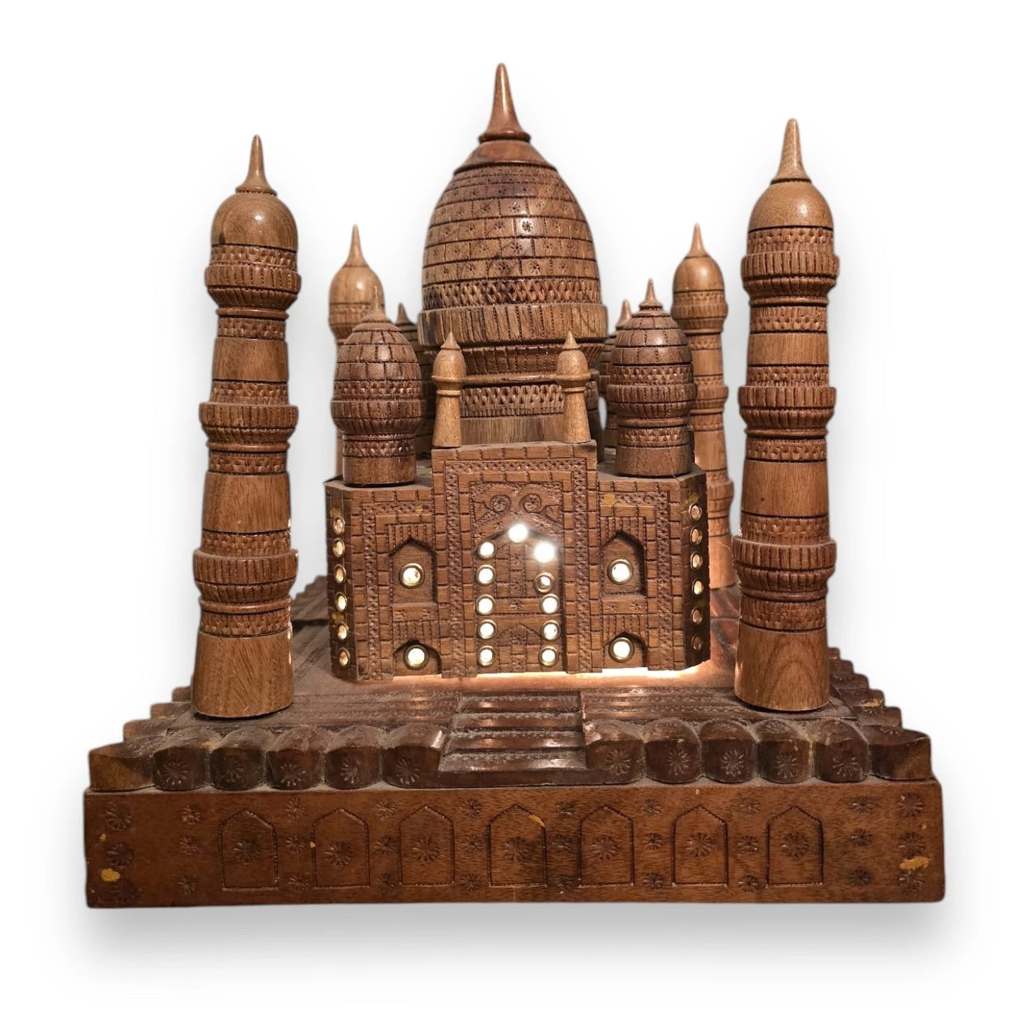 Vintage 1980s Wooden Taj Mahal Light Up Model