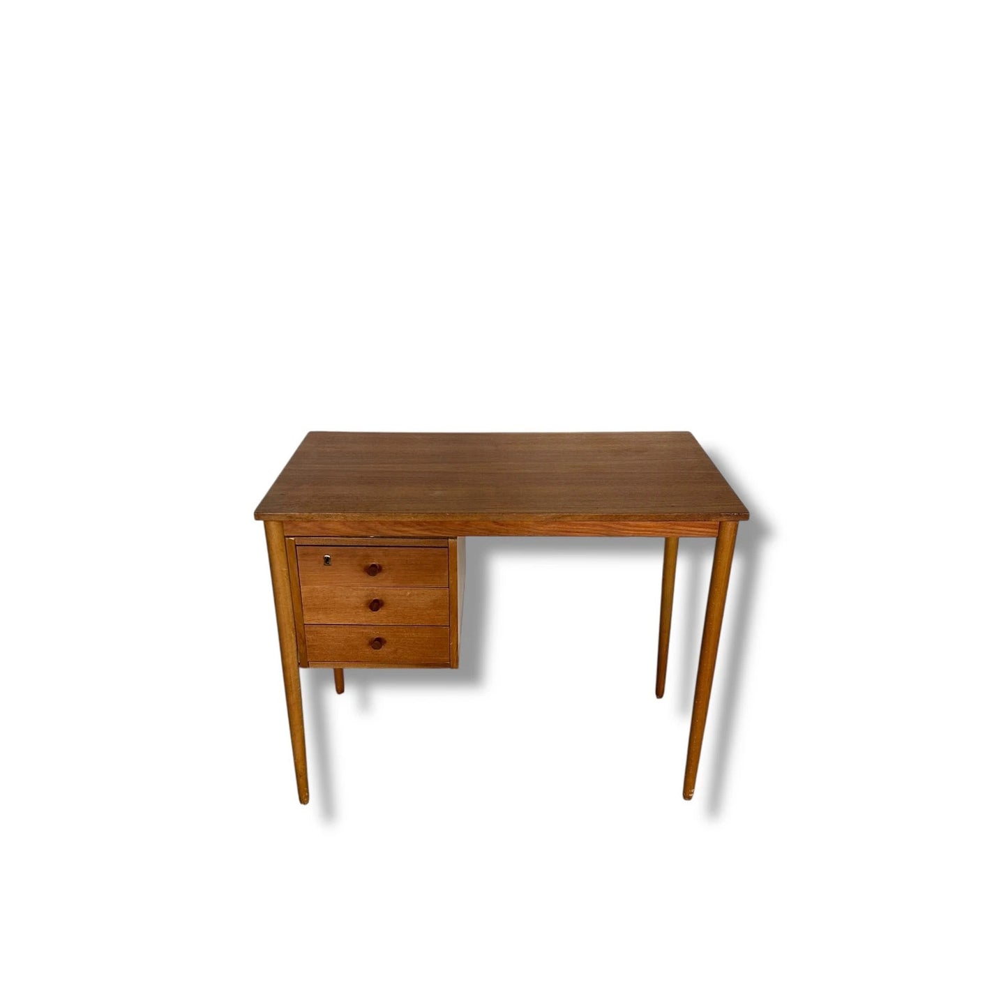 Mid Century Modern Danish Domino Desk – Vintage Floating Drawer Writing Table