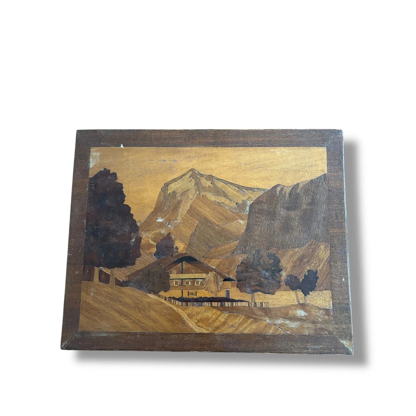 Mid Century Modern Carved Wood Marquetry Picture Panel