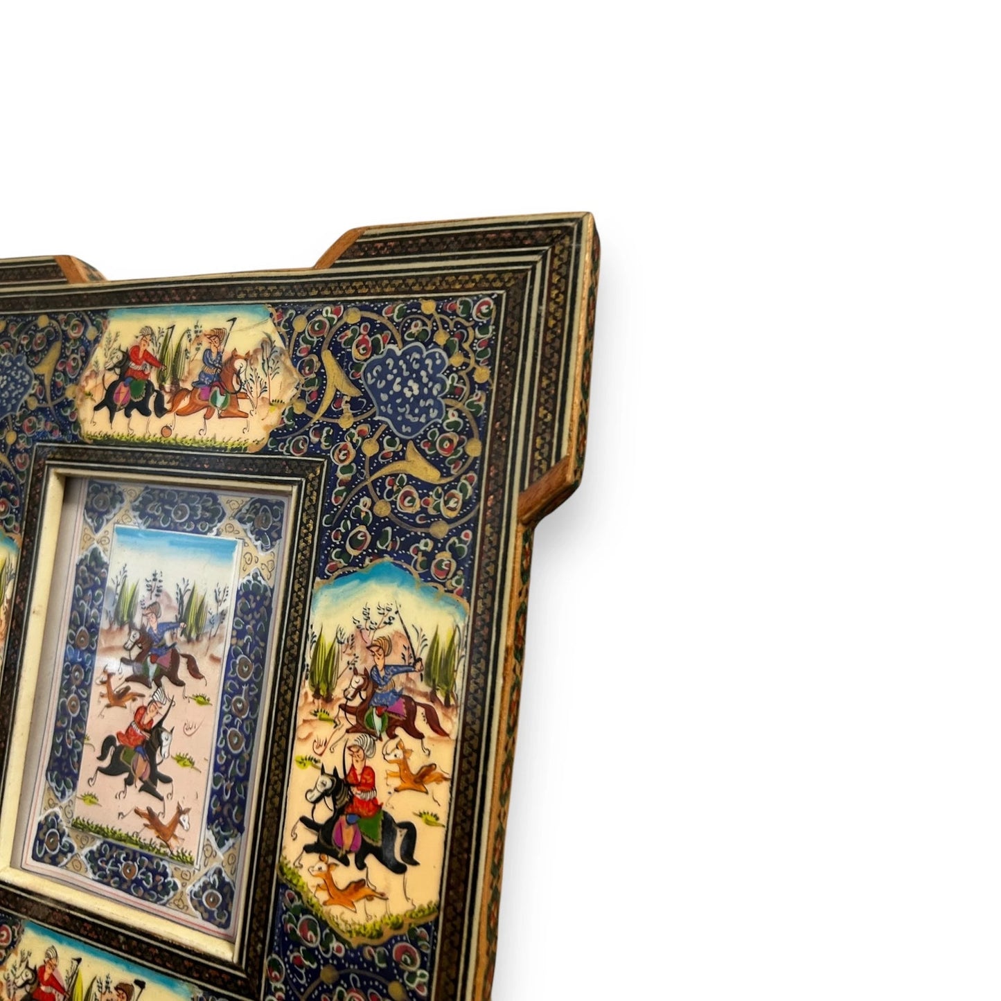 Vintage 1950s Persian Khatam Watercolour Painting Frame