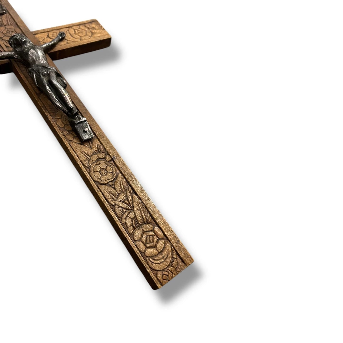 Antique Handcarved Wood Jesus Crucifix