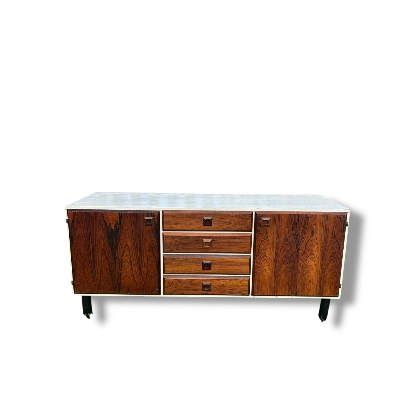Mid Century Modern Space Age and Rosewood Norwegian Small Sideboard Credenza Cabinet