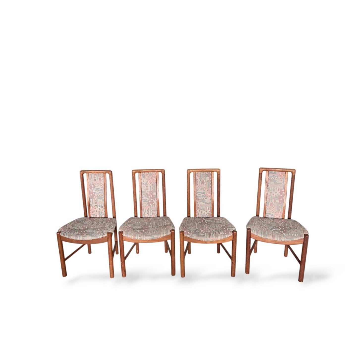 Set of Four Skovby Danish Dining Chairs | Solid Teak Frames with Original Paisley