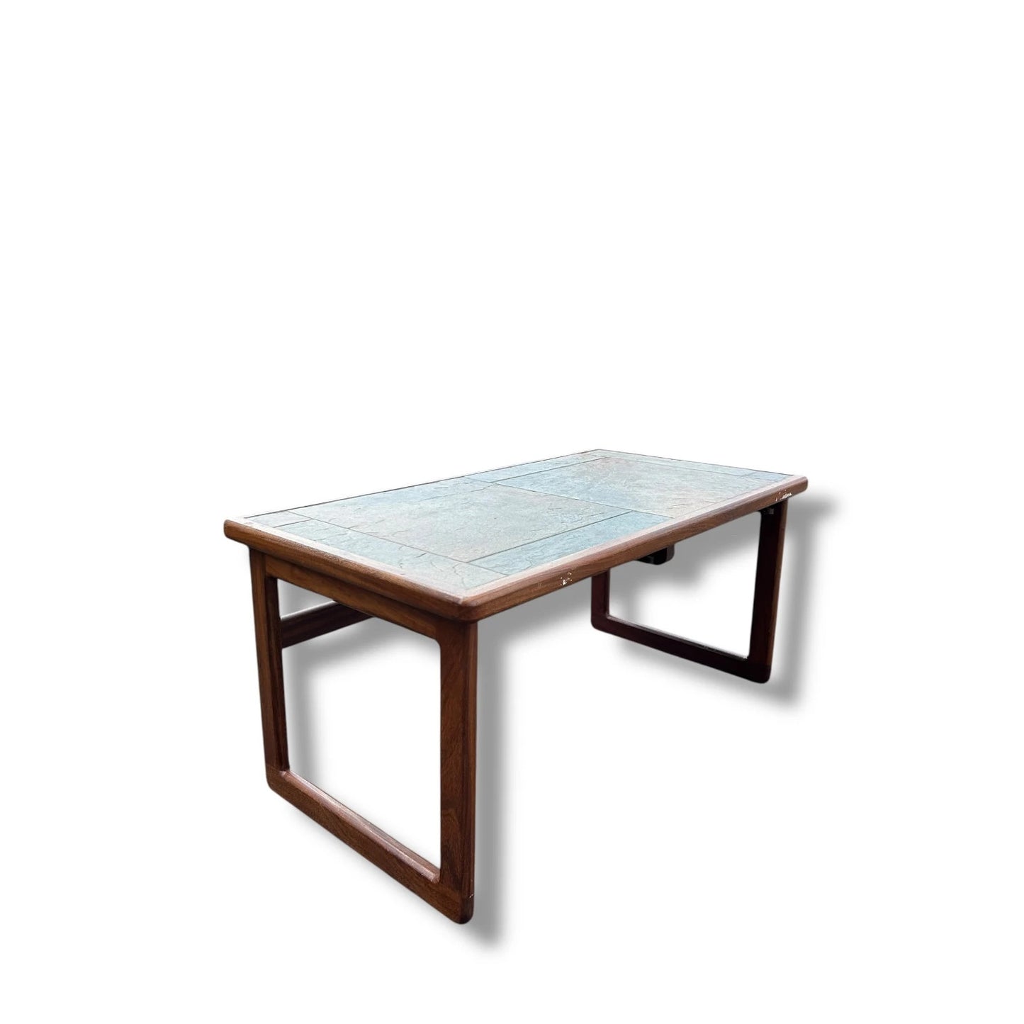 Mid Century Modern Danish Teak and Tile Brutalist Coffee Table