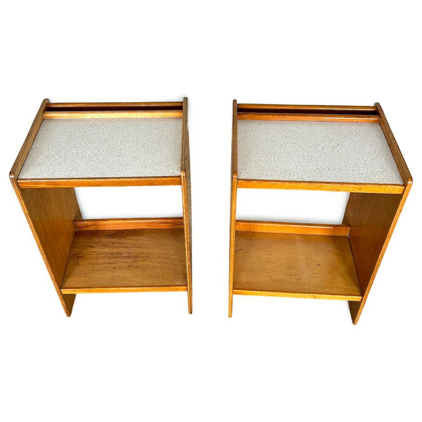 Mid Century Modern Remploy Military Teak and Formica Bedside Tables